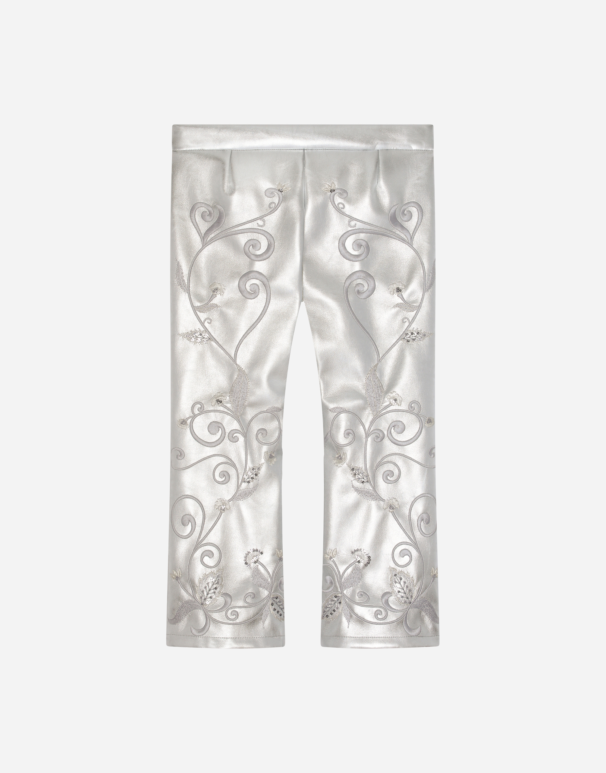 Dolce & Gabbana Foiled Faux Leather Pants With Embellishment In Multicolor