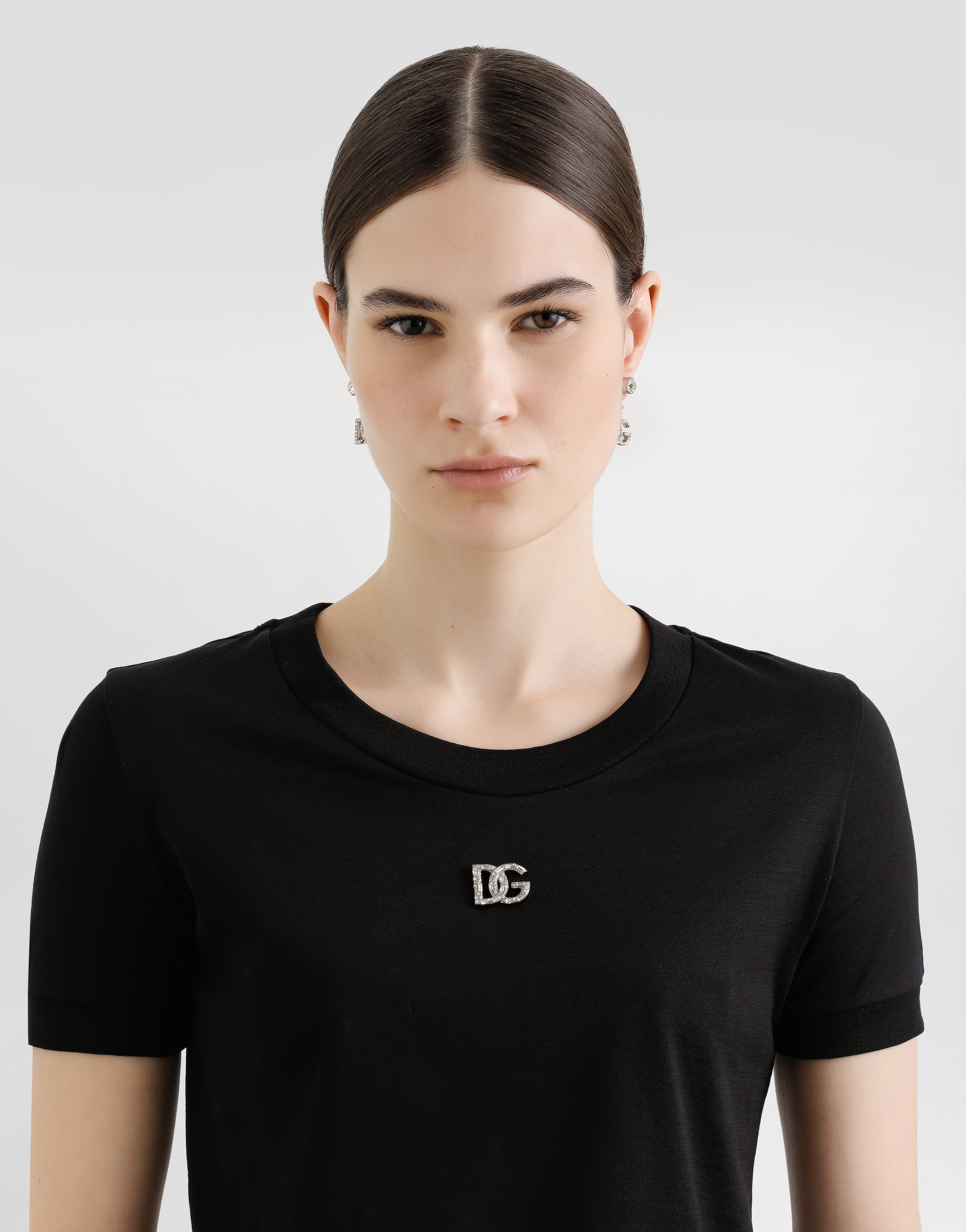 Jersey T-shirt with crystal DG embellishment
