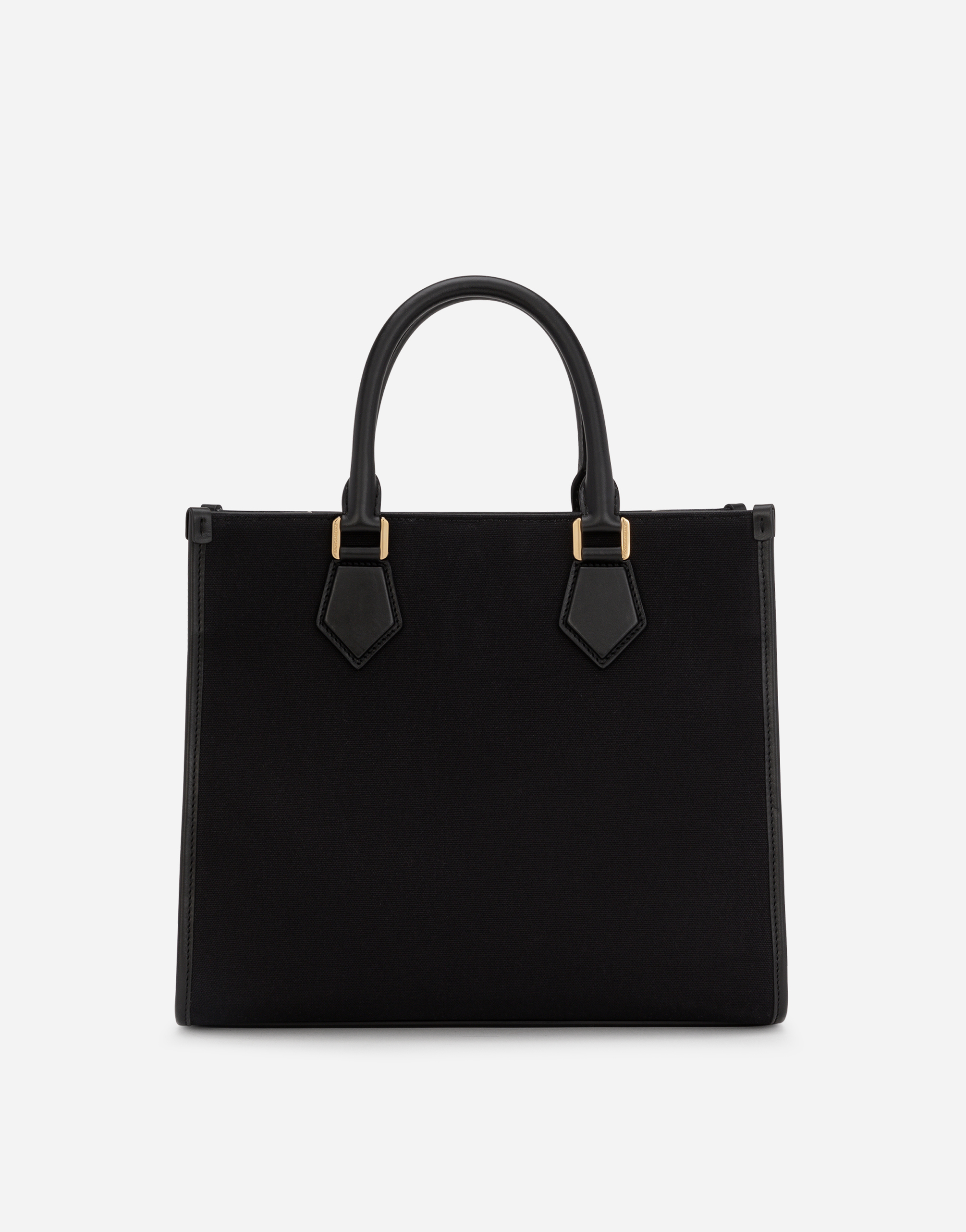 DOLCE & GABBANA CANVAS SHOPPER WITH CALFSKIN NAPPA DETAILS