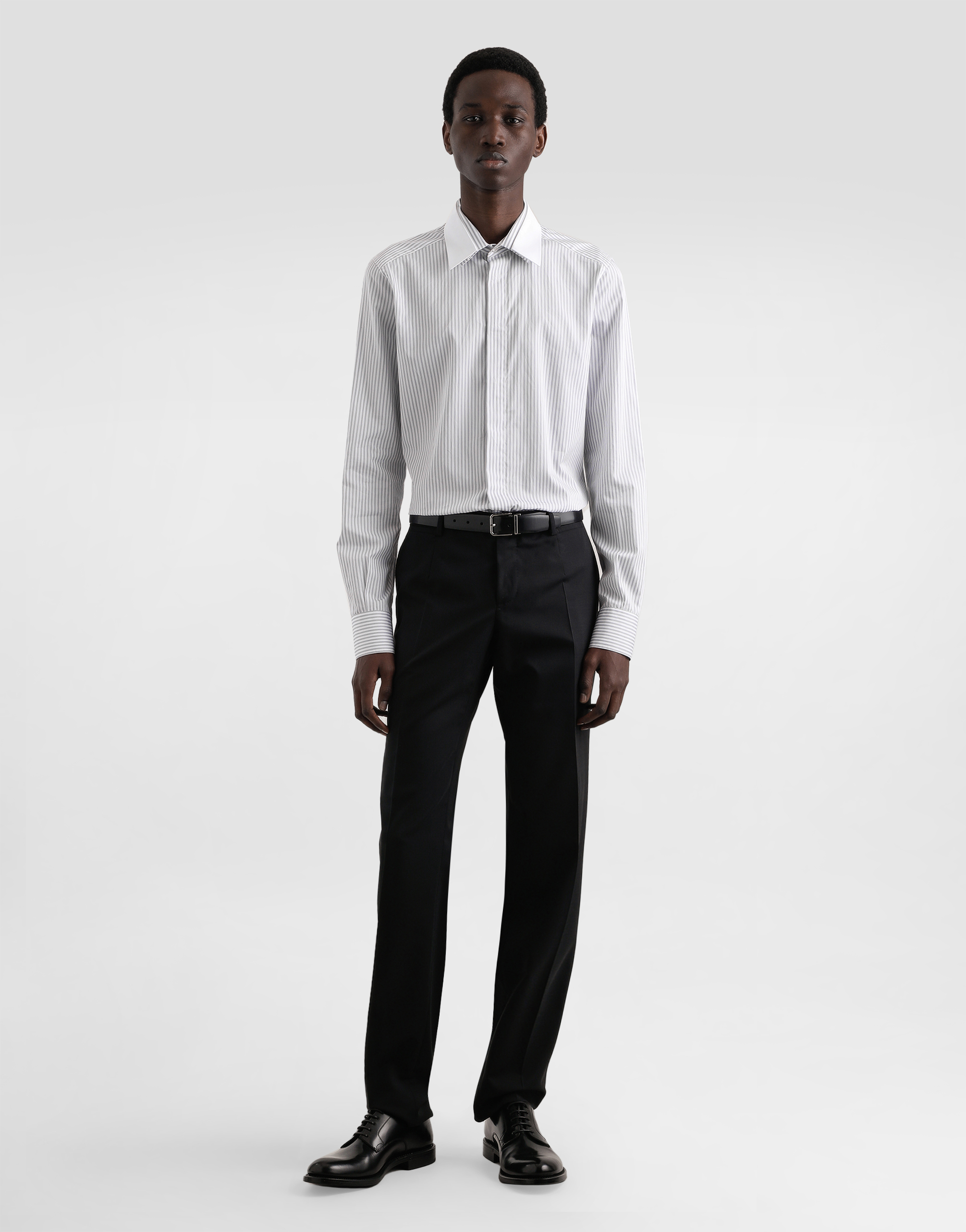 Striped poplin martini shirt