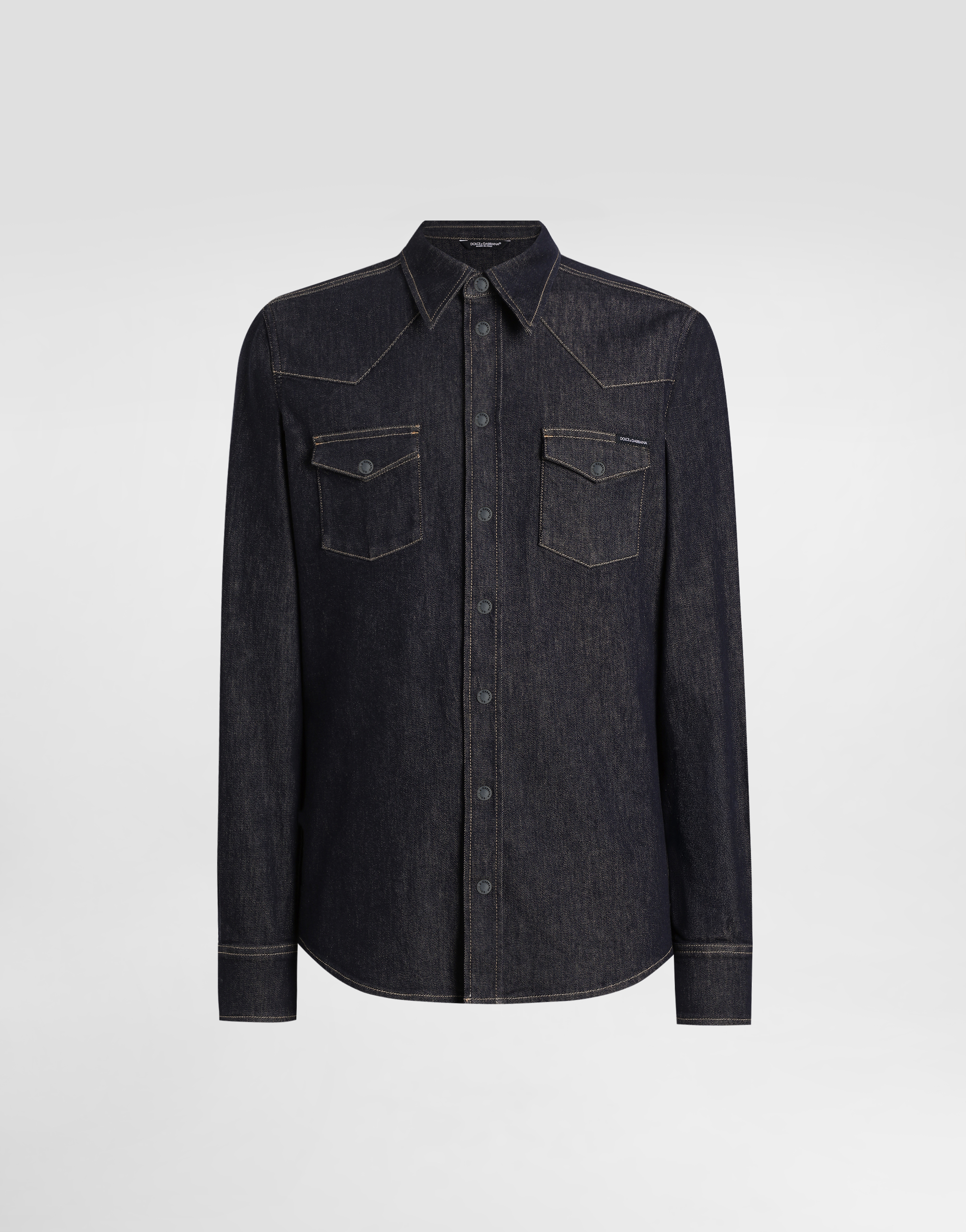 Dolce & Gabbana Stretch Denim Shirt - Man Denim Multi-colored