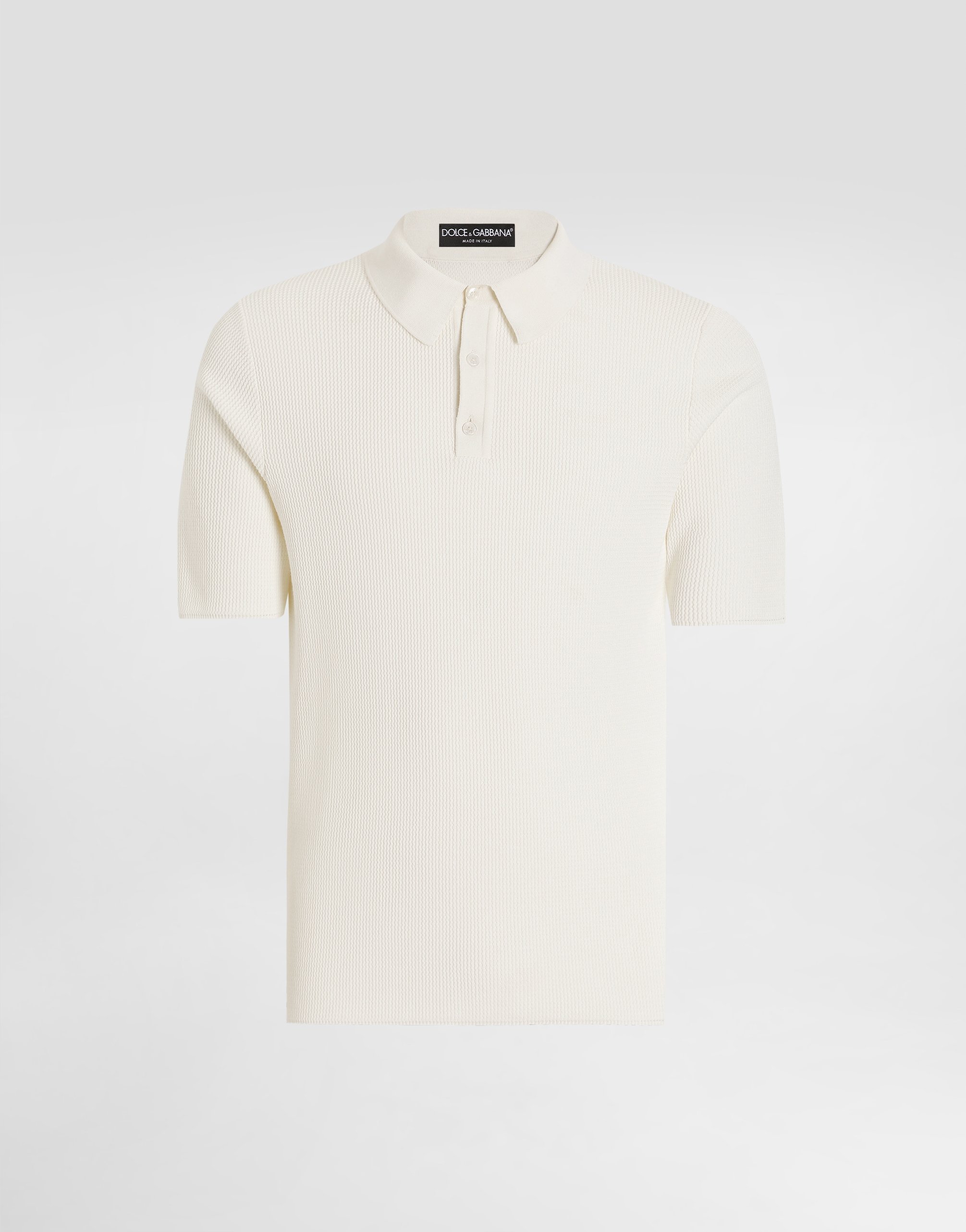 Short-sleeved cotton knit polo-shirt