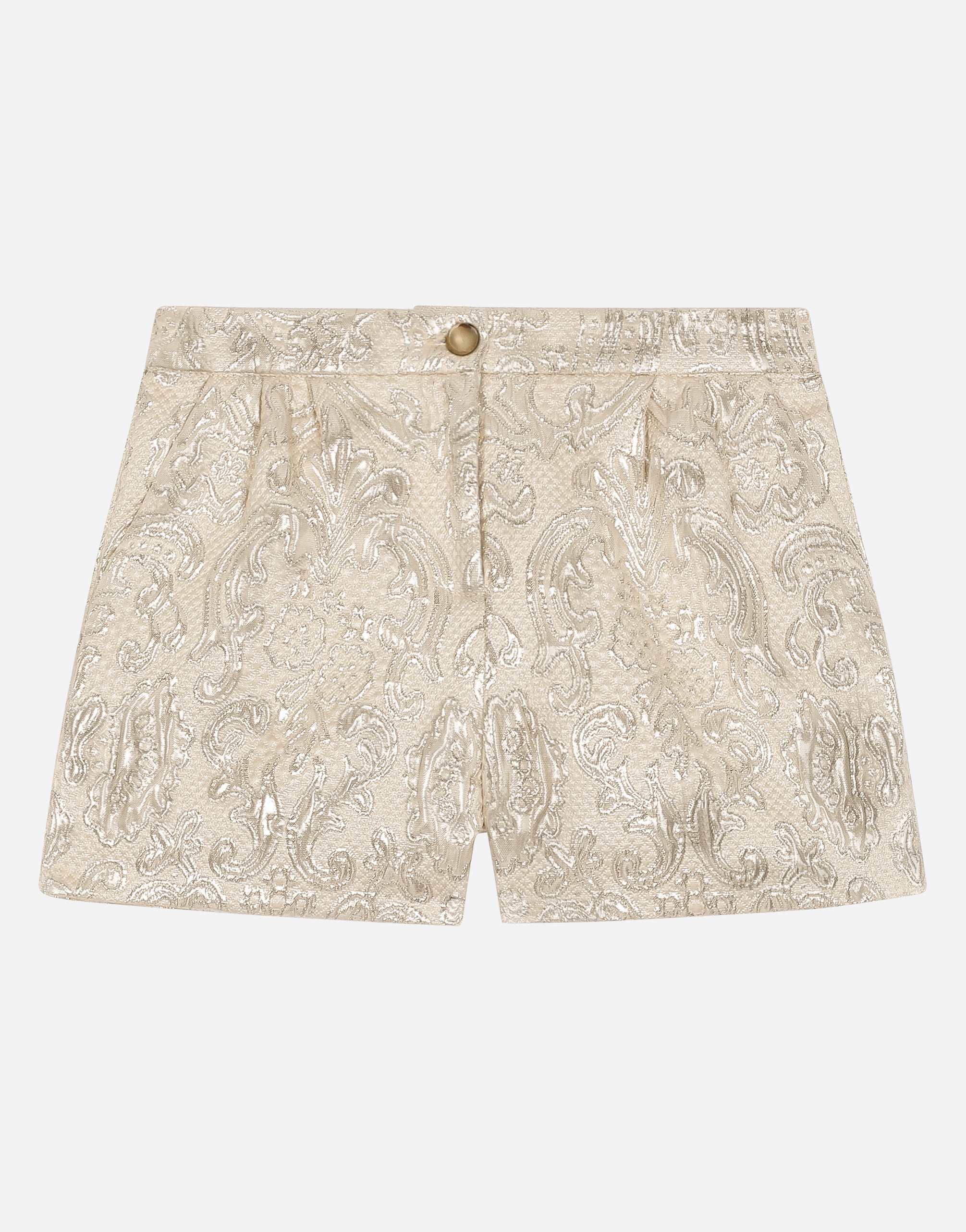 Dolce & Gabbana Brocade Shorts - Woman Trousers And Skirts Gold Fabric 13 Years