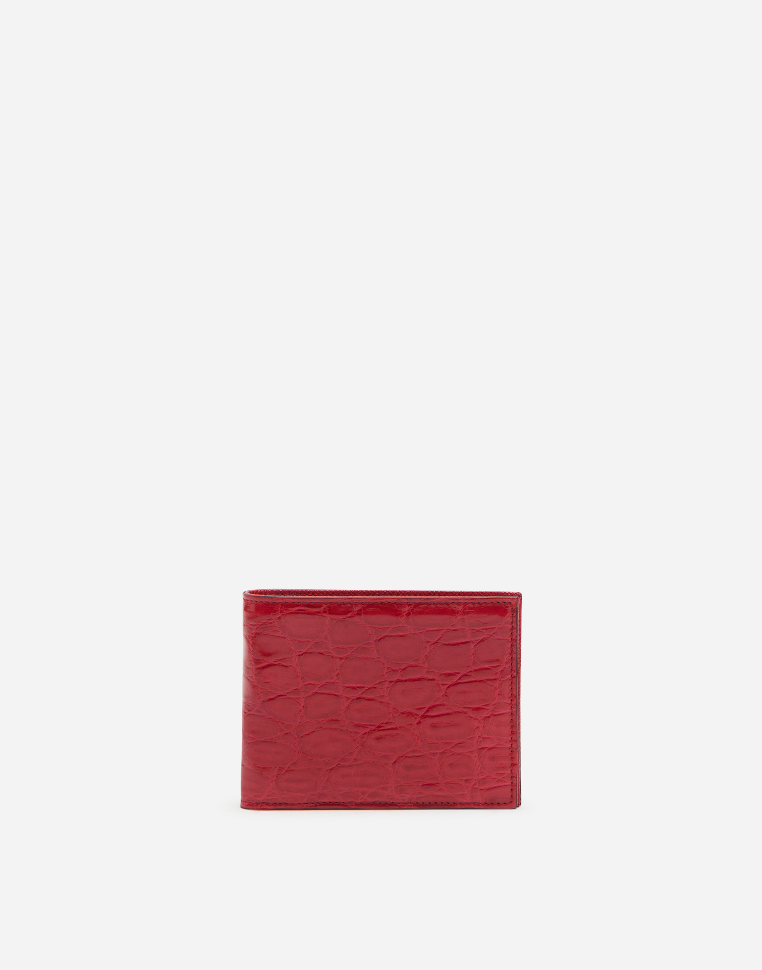 Dolce & Gabbana Bifold Wallet In “fianchi Cocco” Crocodile Skin - Man Wallets And Small Leather Goods Red Onesize