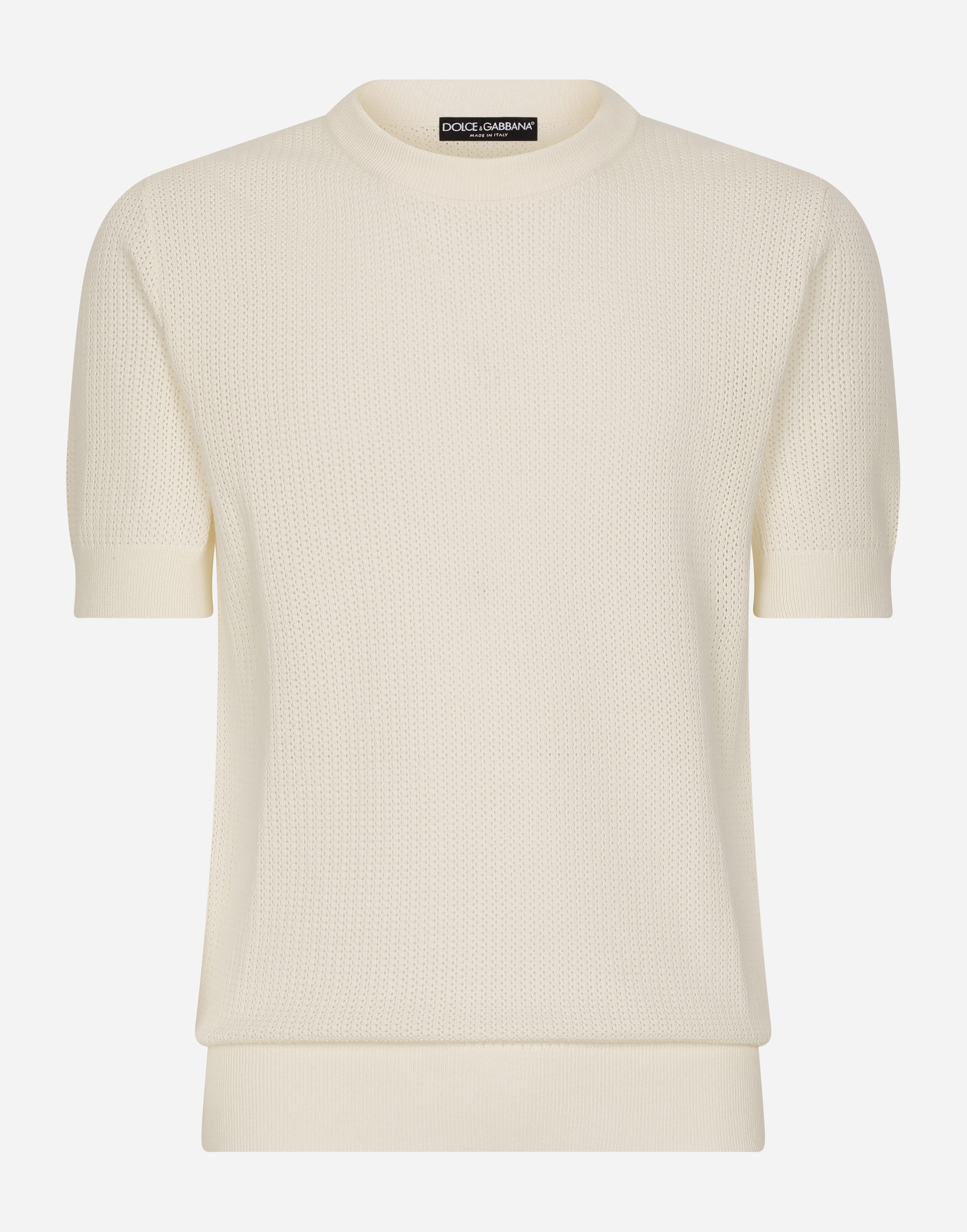 Dolce & Gabbana Cotton Sweater With Logo Label In White