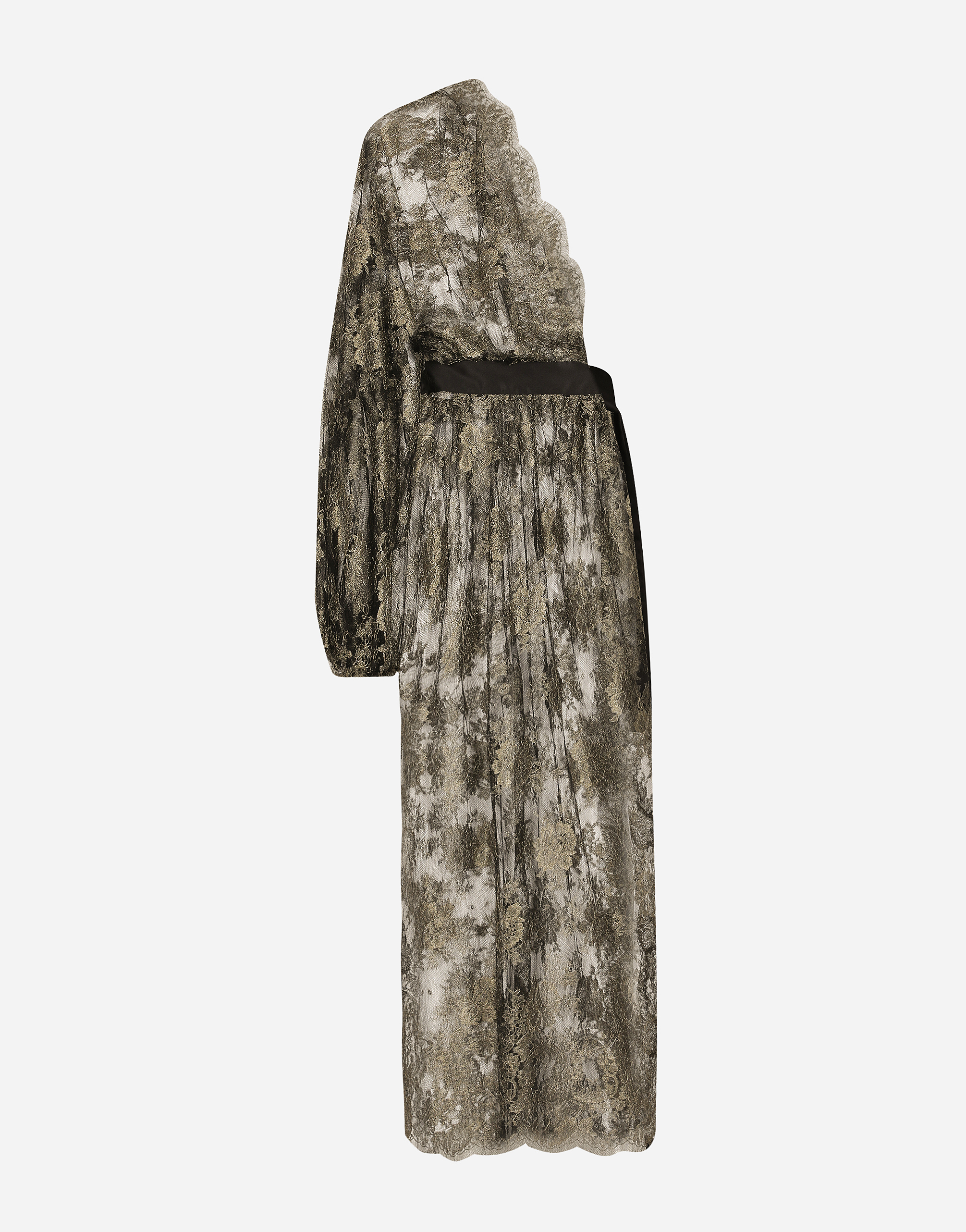 Dolce & Gabbana Semi-sheer Lace Gown In Gold