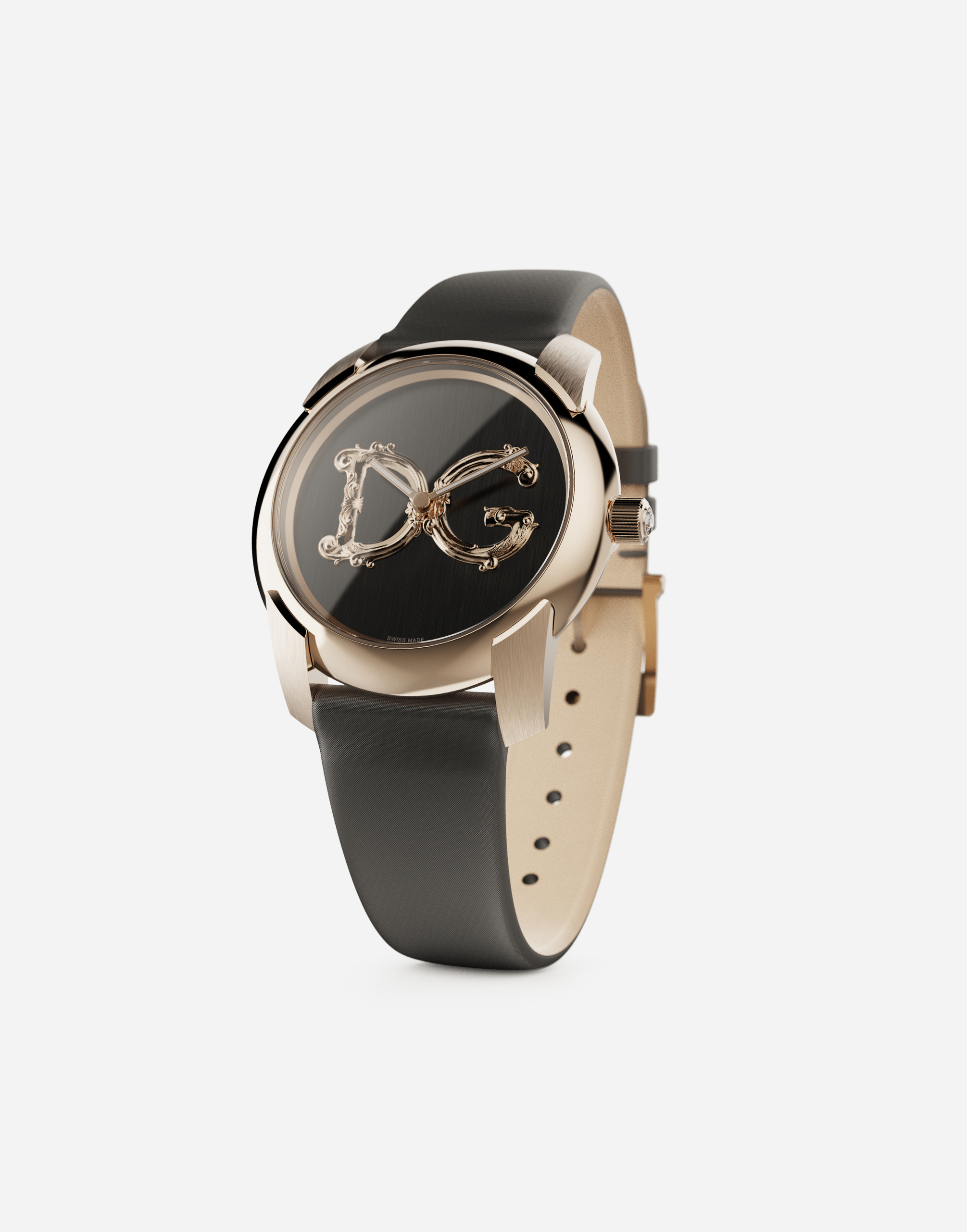 DOLCE & GABBANA DG7 BAROCCO WATCH WITH GREY SATIN STRAP