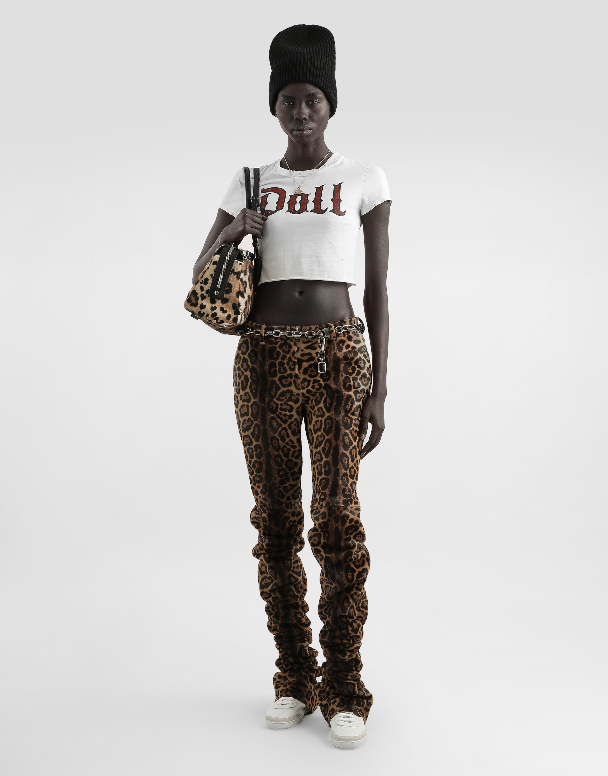 Dolce & Gabbana Graphic Print Cropped Top With Short Sleeves In White