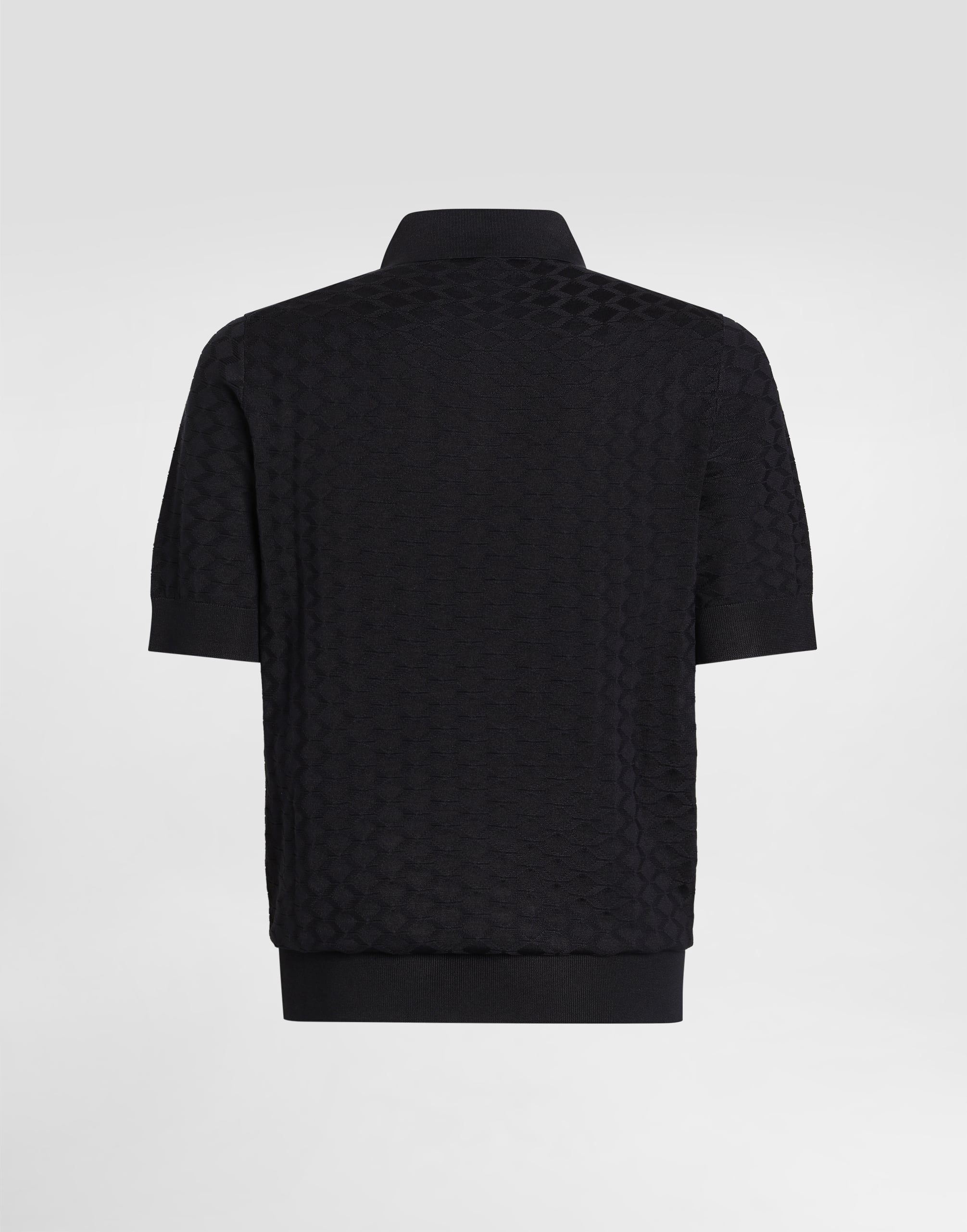  Dolce & Gabbana Micro-dot Stitch Silk Polo Shirt - Mann Strickwaren Blau 56 