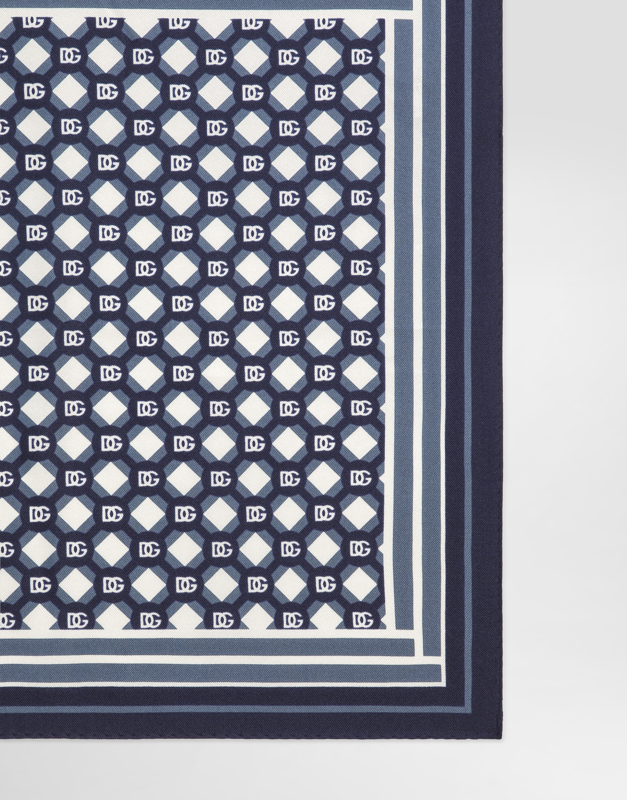 Silk pocket square with micro-design and logo