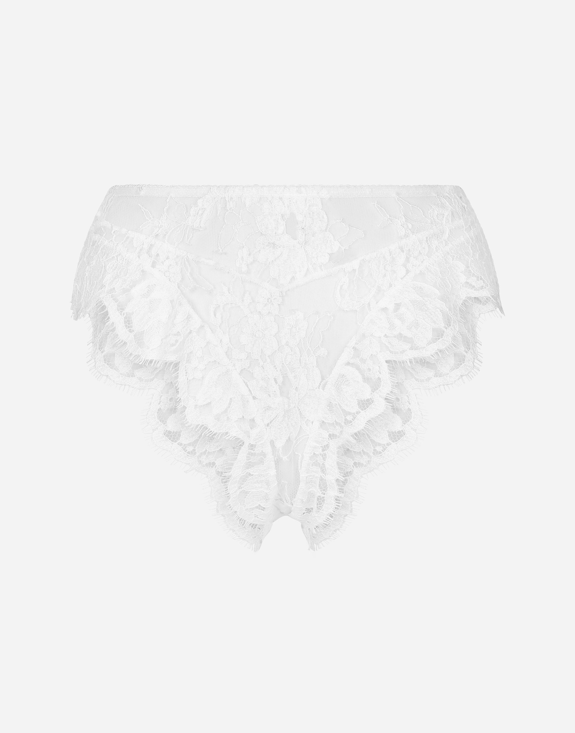 Shop Dolce & Gabbana High-waisted Lace Briefs In White