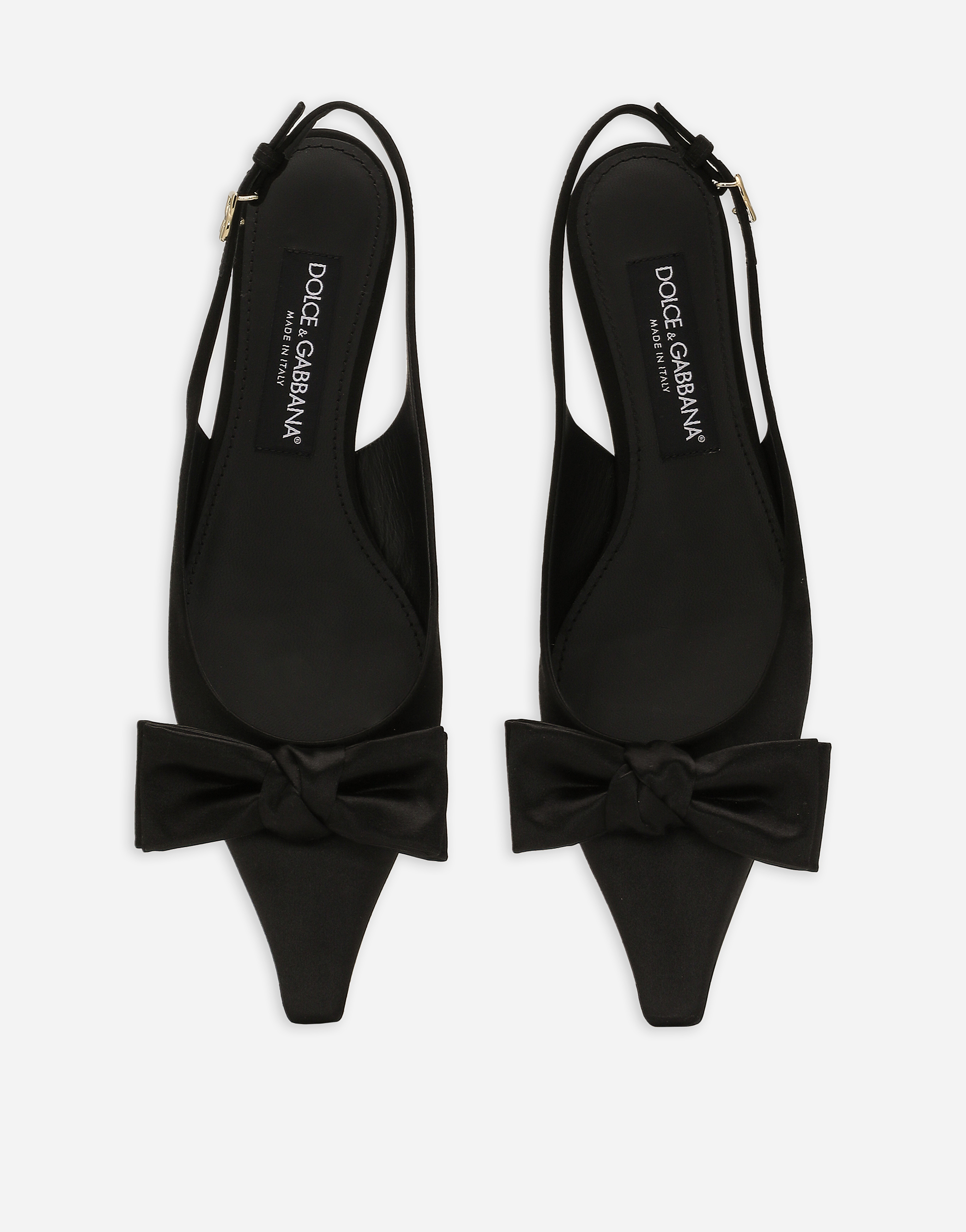 Dolce & Gabbana Satin Slingbacks With Bow Detail In Black