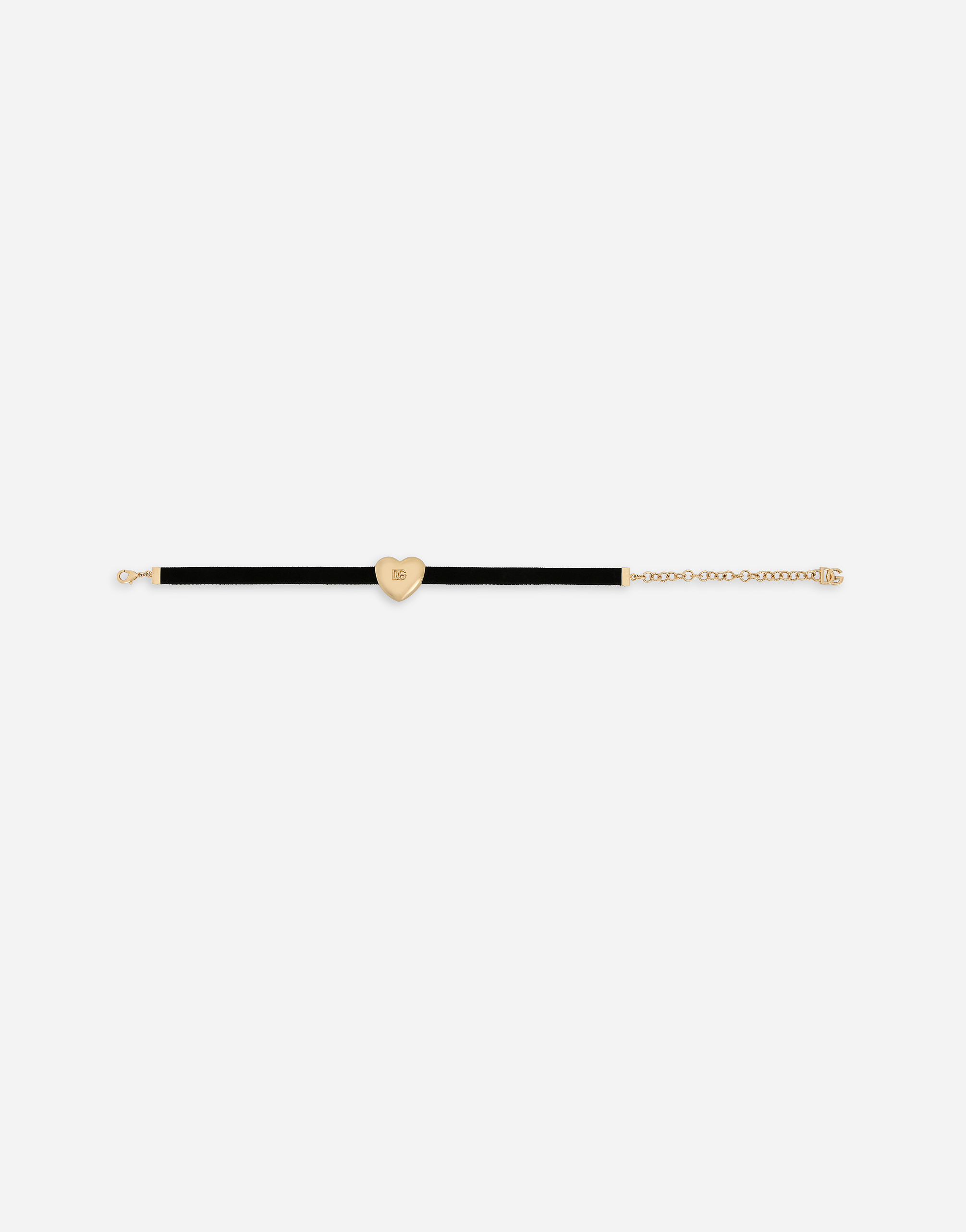 Shop Dolce & Gabbana Velvet Ribbon Necklace With Dg Logo Heart In Multicolor