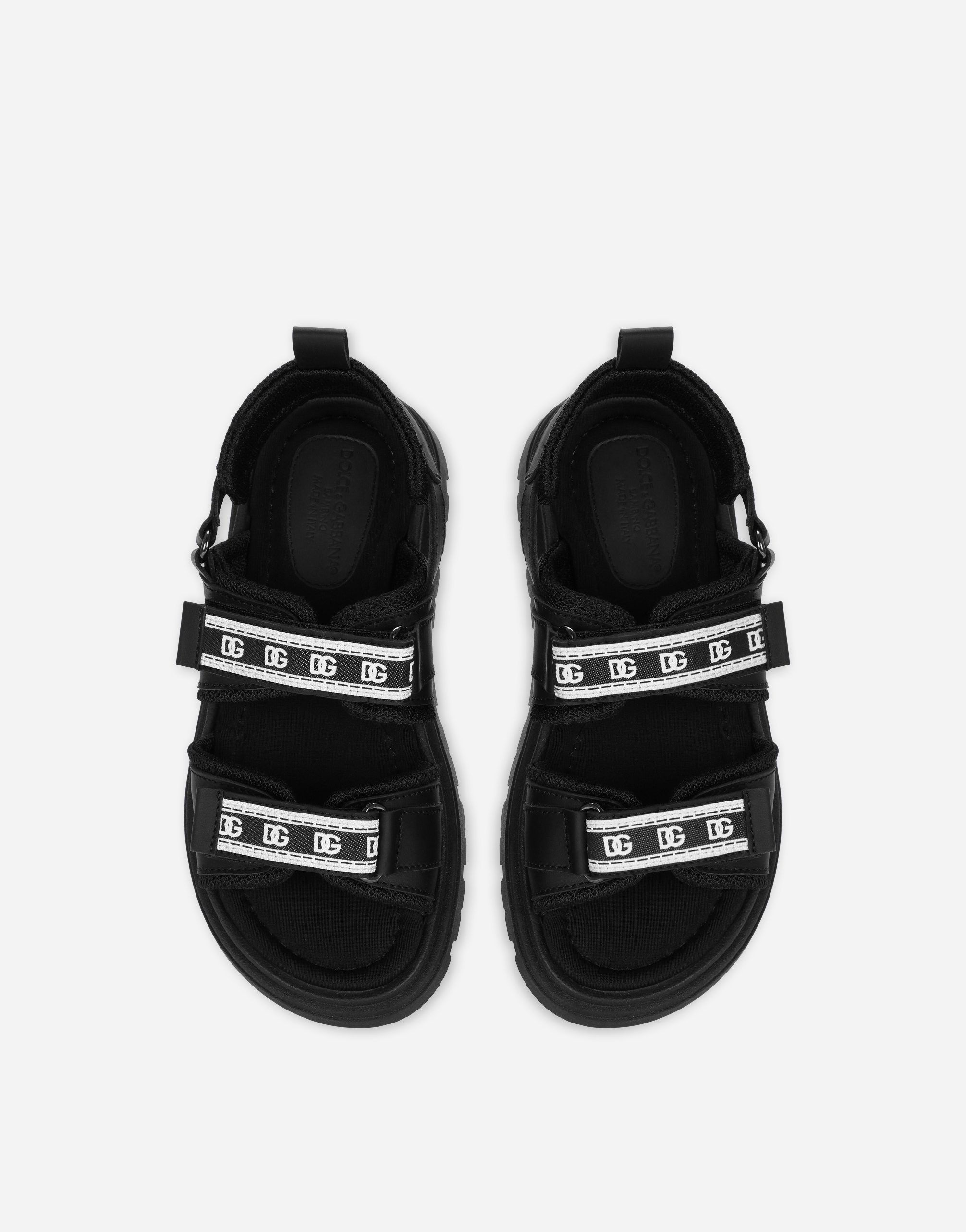 DOLCE & GABBANA CALFSKIN SANDALS WITH DG LOGO TAPE