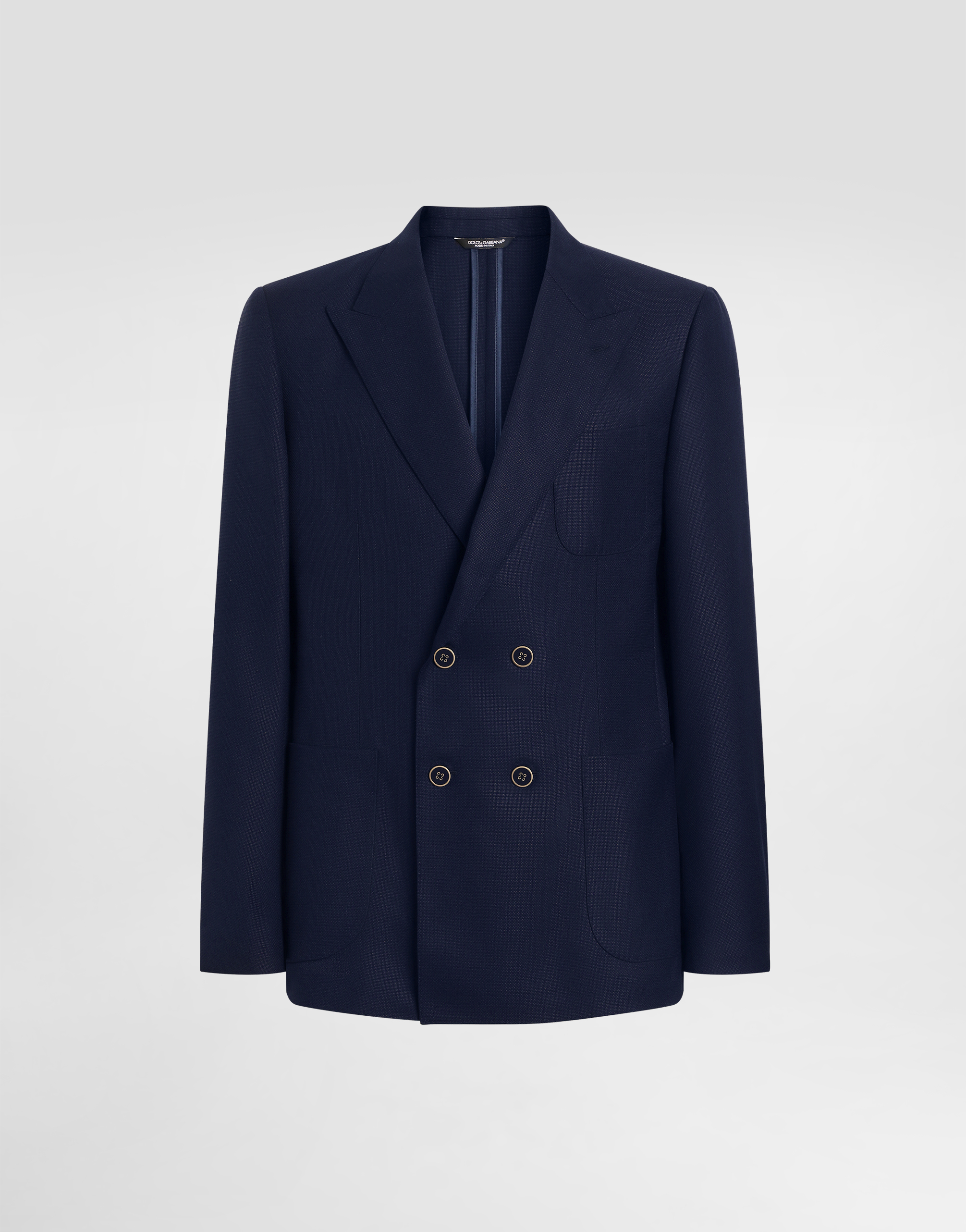 Double-breasted wool jacket in Blue for Men | Dolce&Gabbana®