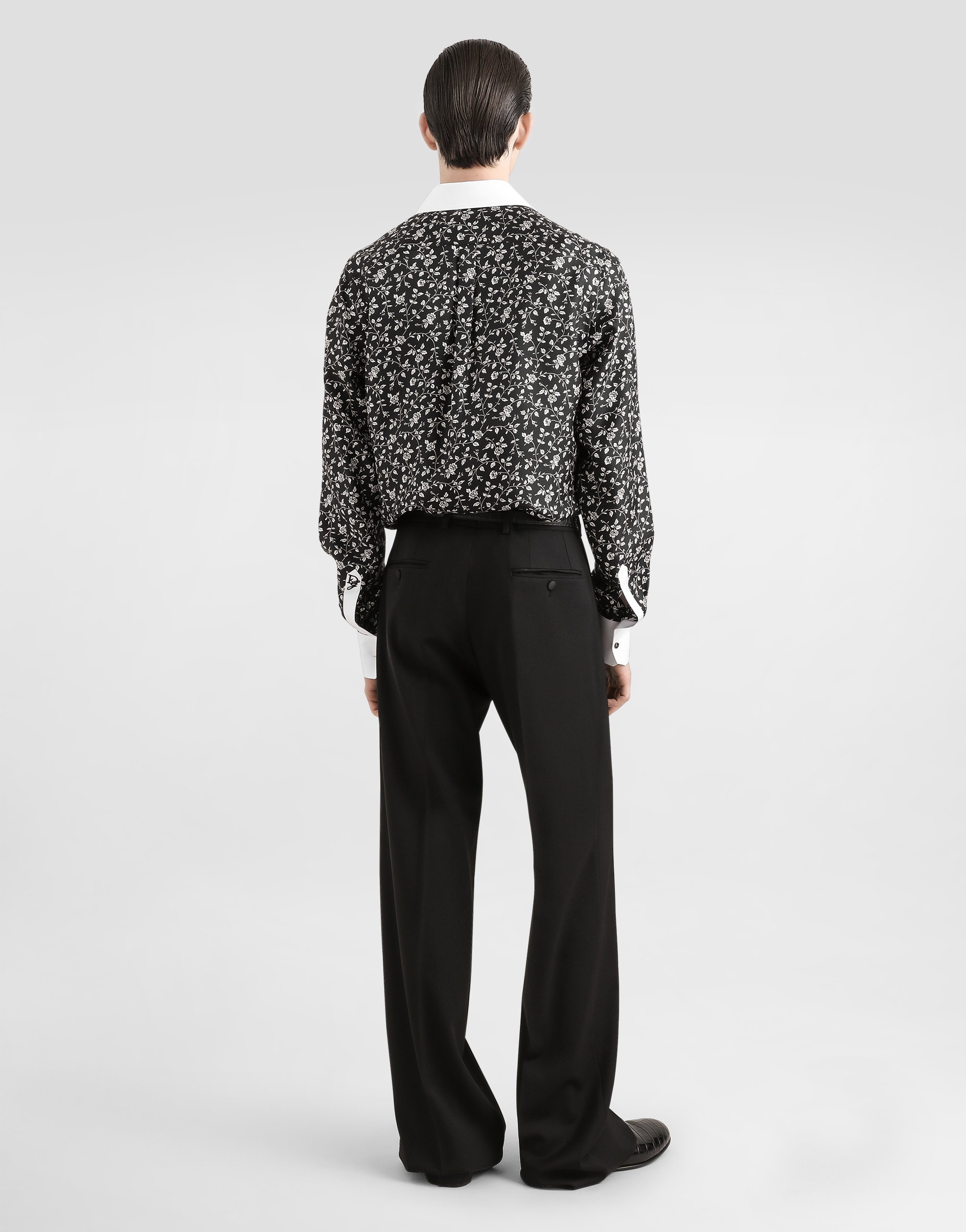 Dolce & Gabbana Silk Shirt With Tie Print In Print