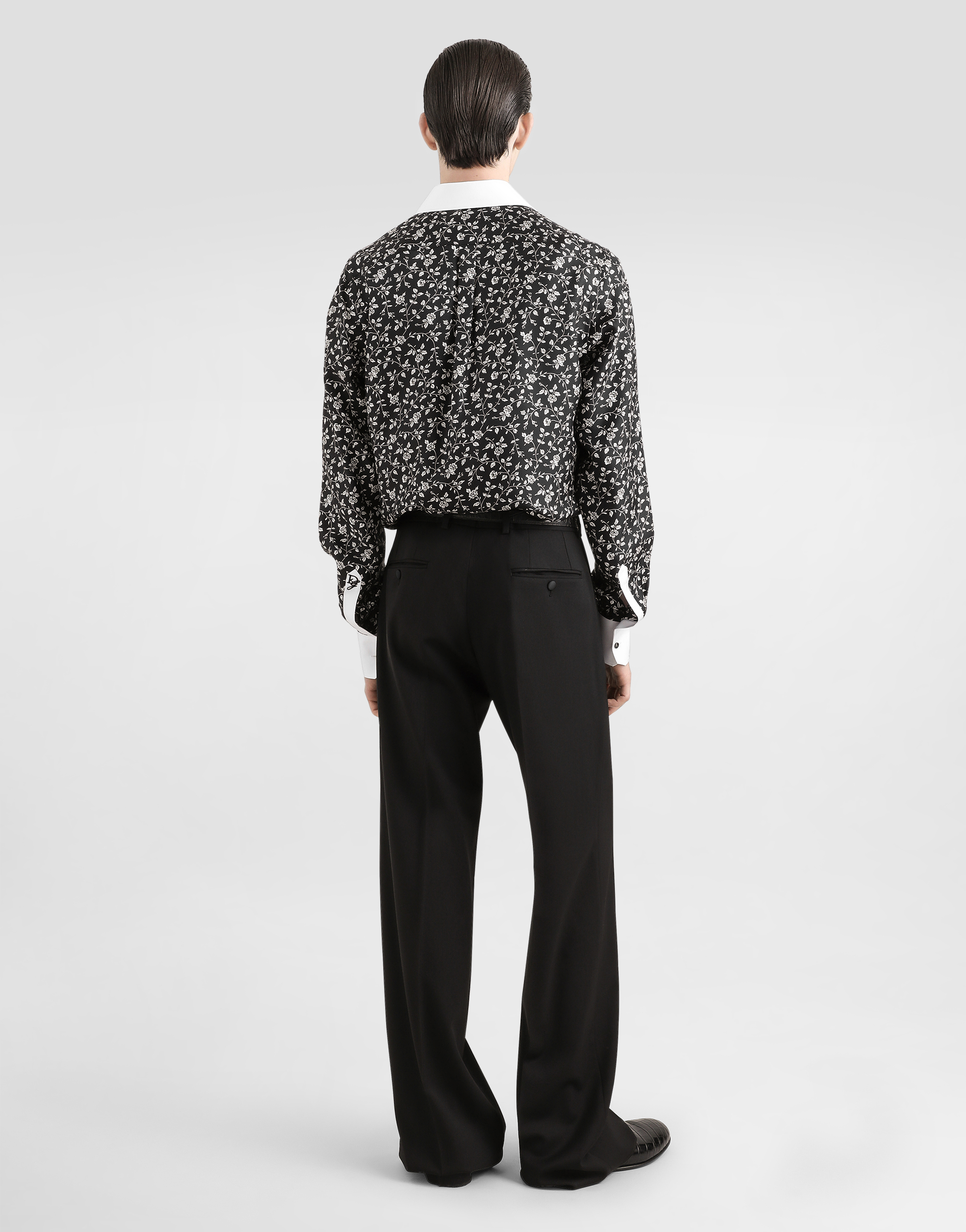 Dolce & Gabbana Silk Shirt With Tie Print In Print