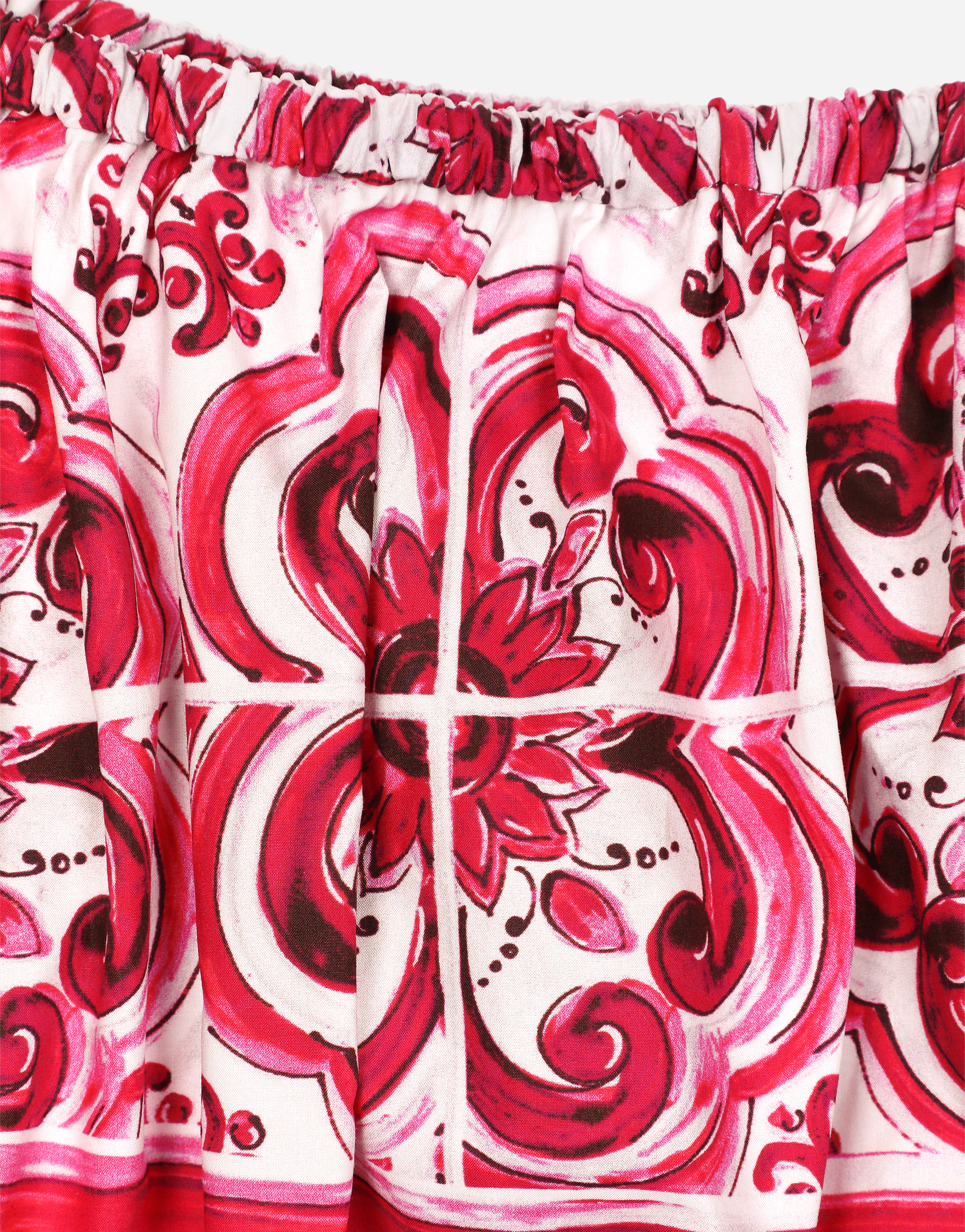 Shop Dolce & Gabbana Majolica-print Poplin Crop Top In Multicolor