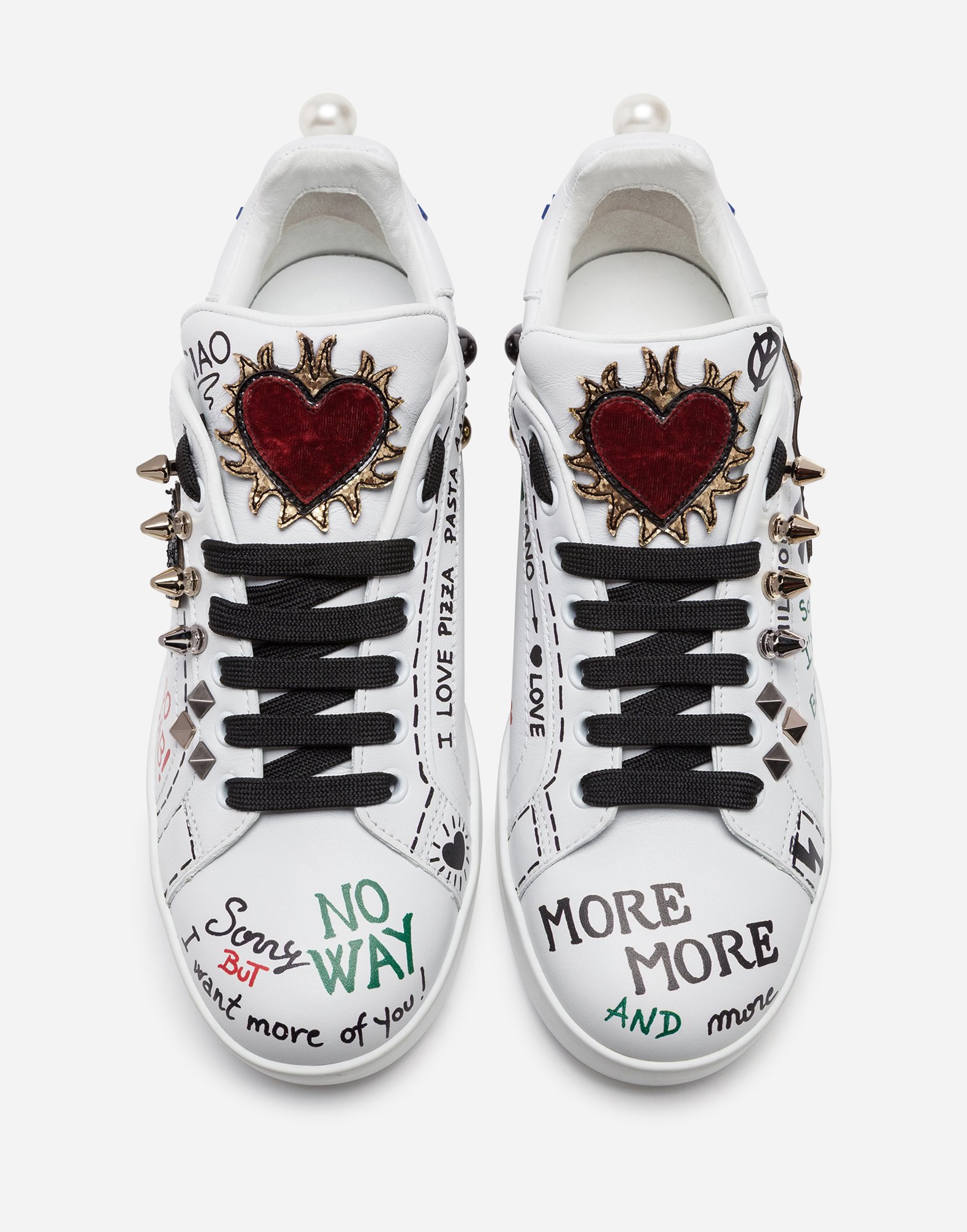 dolce gabbana printed calfskin portofino sneakers