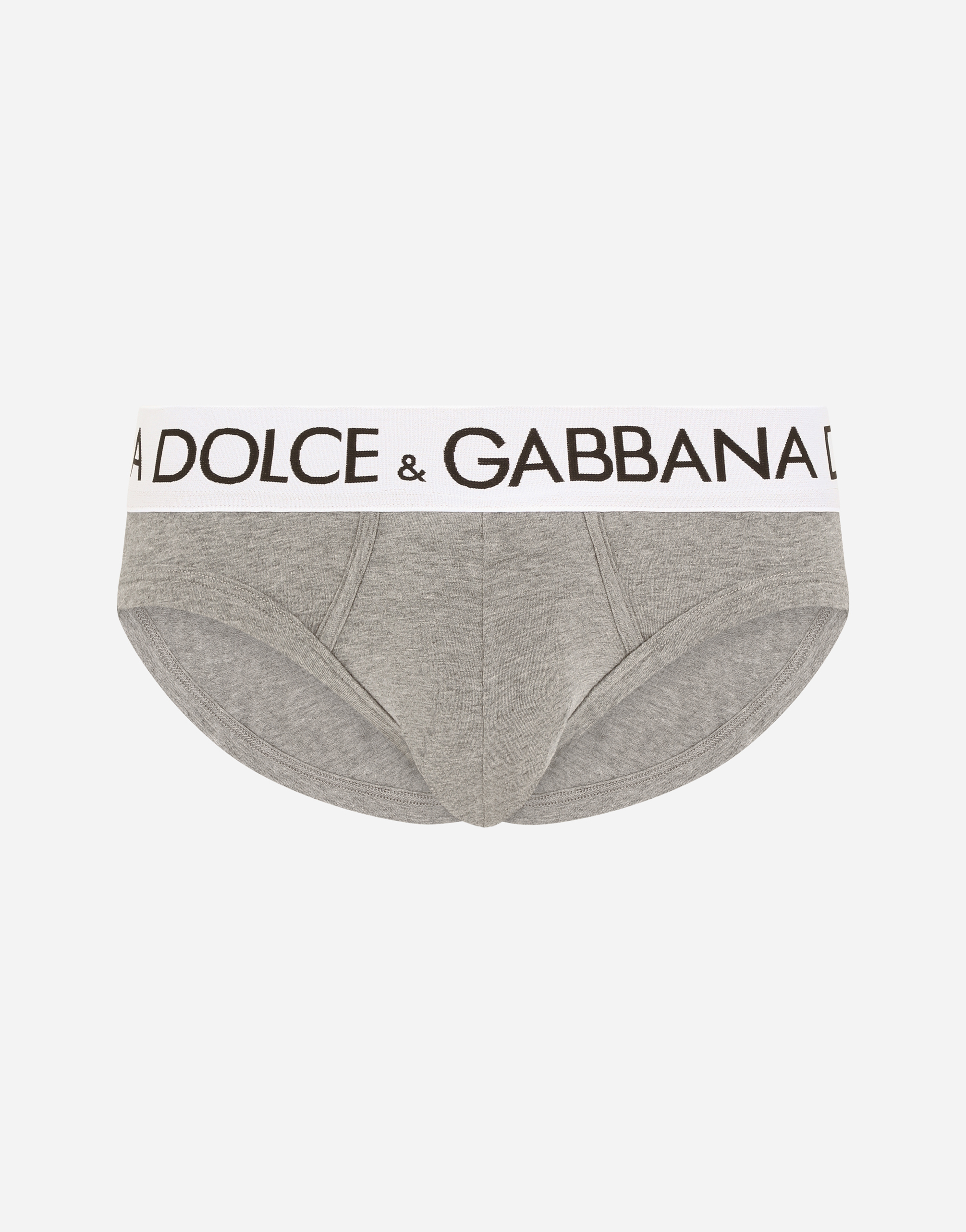 Dolce & Gabbana Mid-rise Briefs In Two-way Stretch Cotton - Man Underwear And Loungewear Gray Cotton