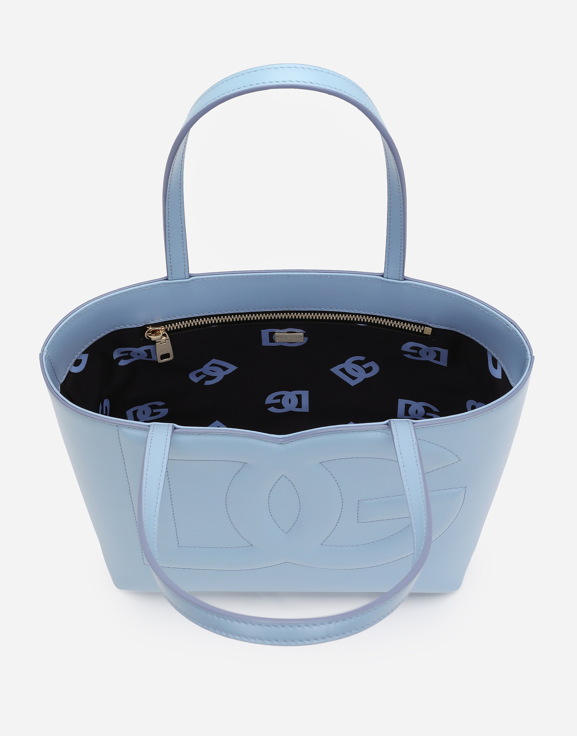 Dolce & Gabbana Small Dg Logo Shopper In Light Blue