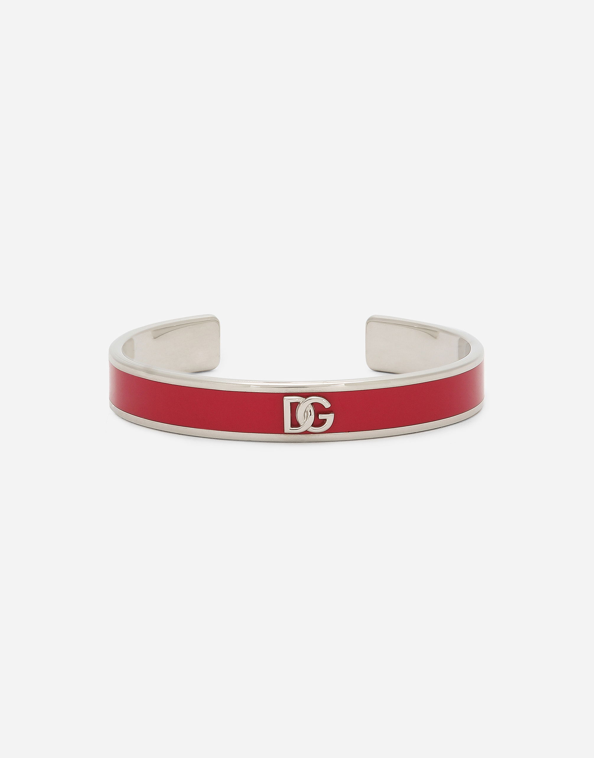 Dolce & Gabbana Rigid Enameled Bracelet With Dg Logo In Fuchsia