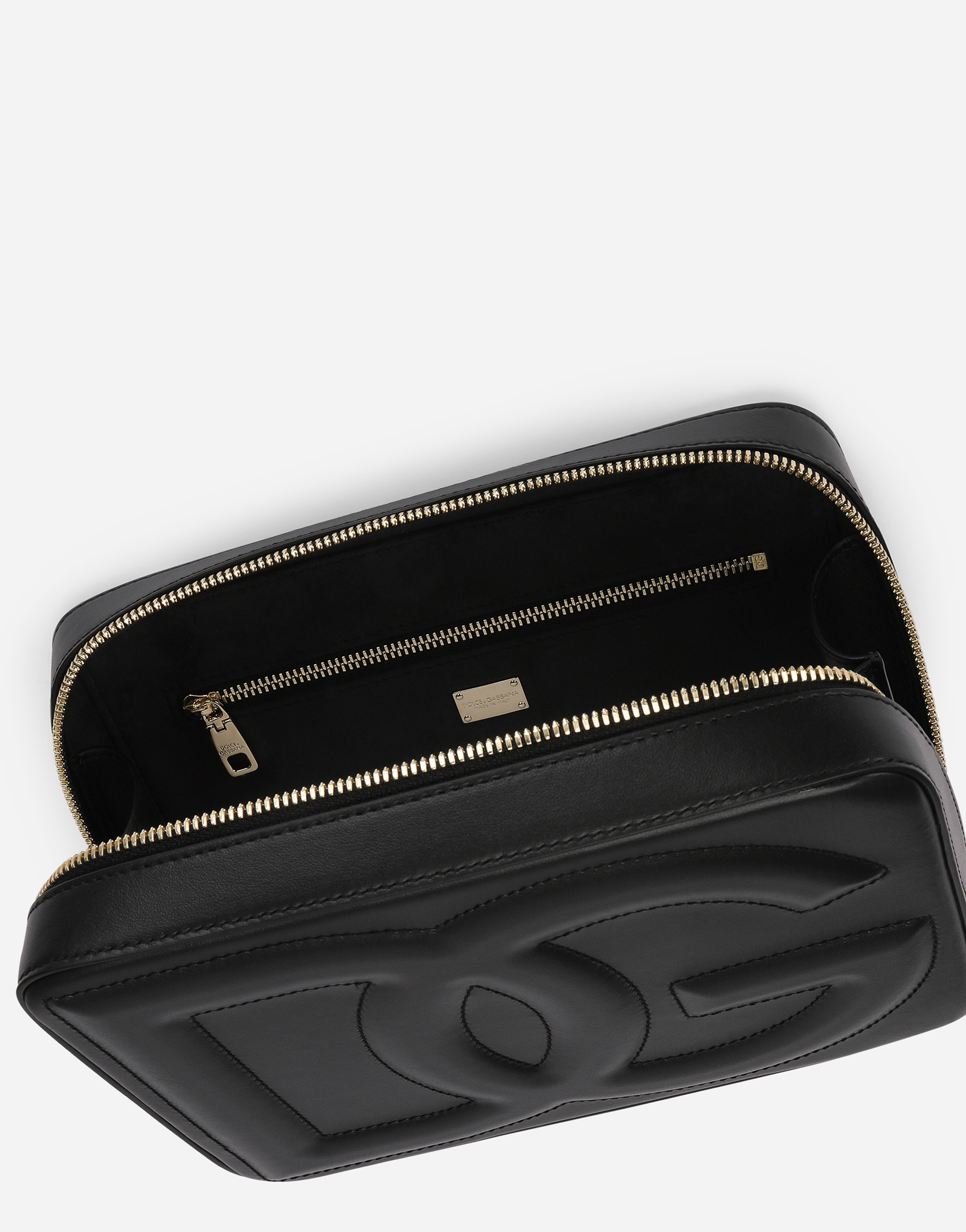 Shop Dolce & Gabbana Medium Calfskin Logo Camera Bag In Black