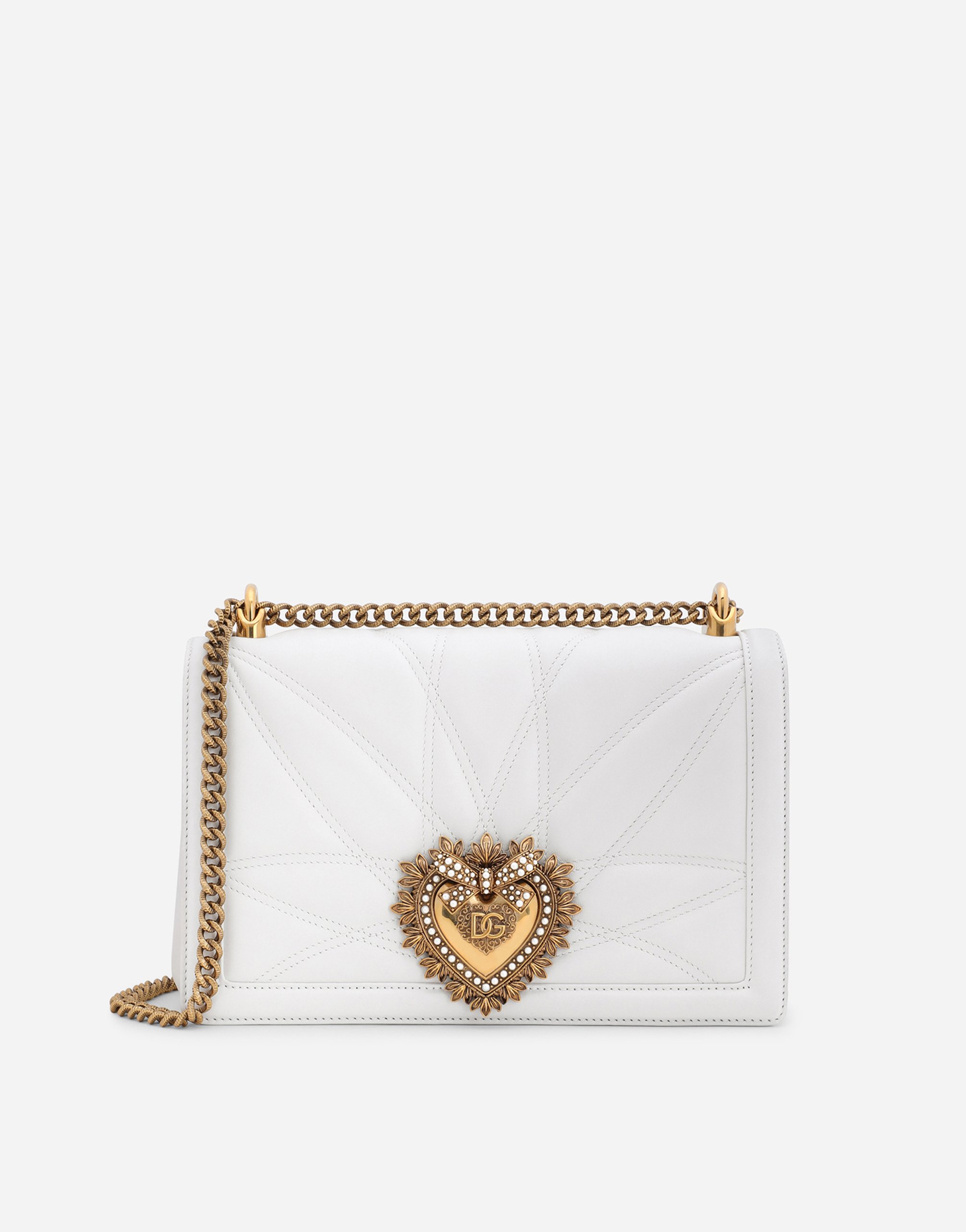 Dolce & Gabbana Large Devotion Bag In Quilted Nappa Leather In White