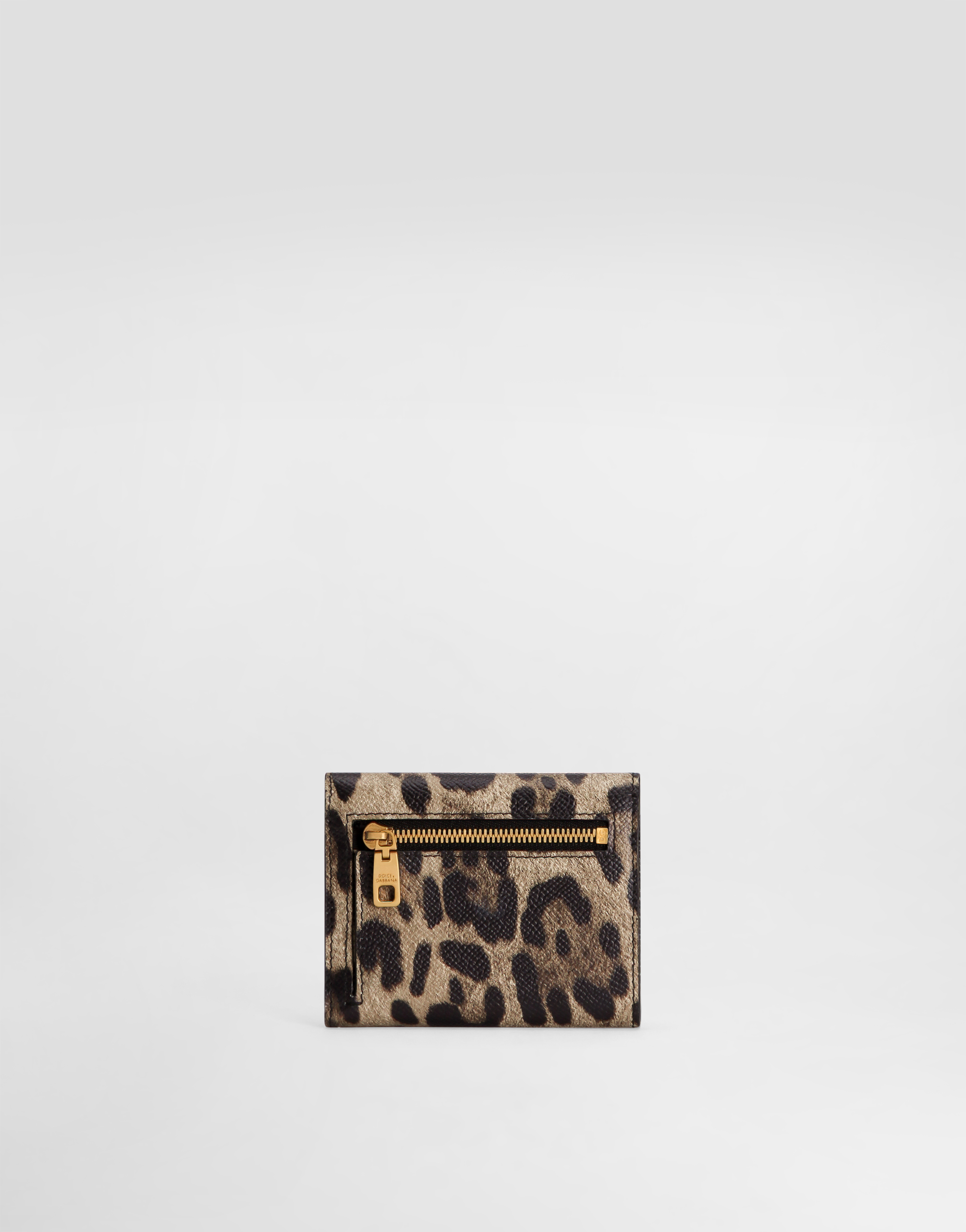 Leopard-print wallet in dauphine calfskin