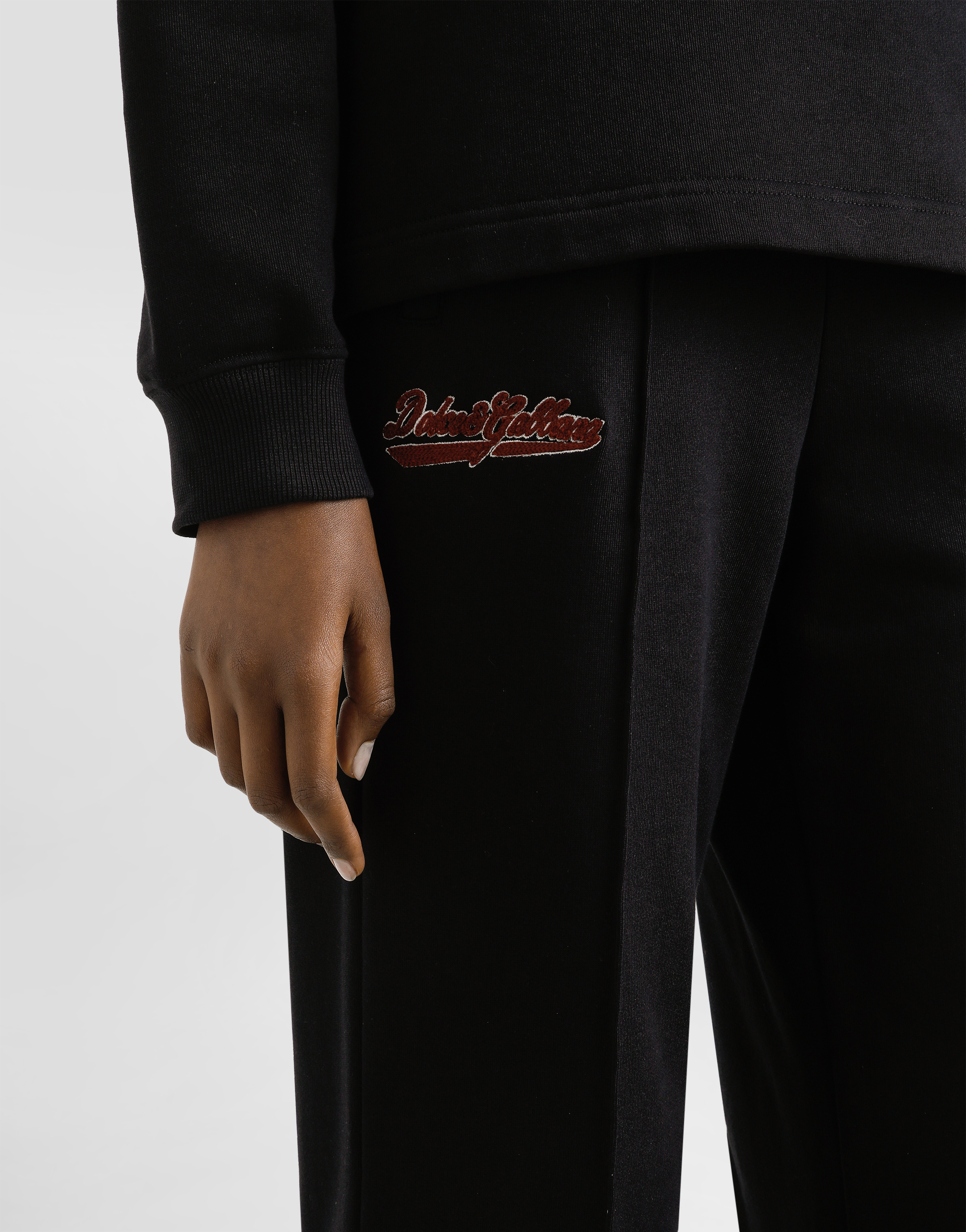Dolce & Gabbana Fleece Jogging Pants With Patch In Black