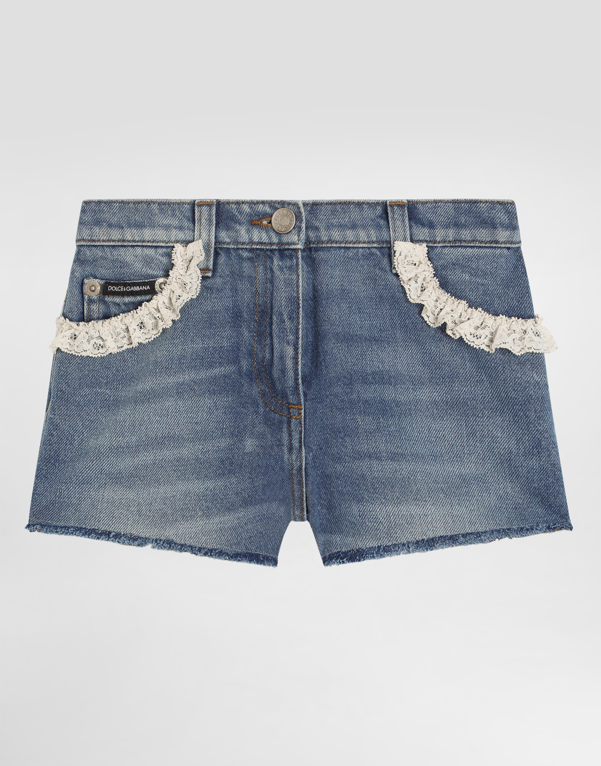 Washed denim shorts in Multicolor for Girls | Dolce&Gabbana® US