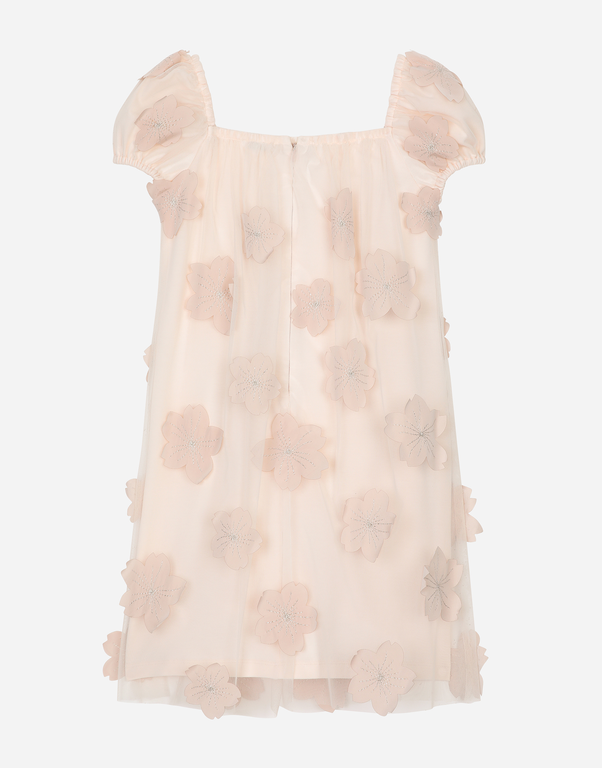 Dolce & Gabbana Tulle Dress With 3d Flowers In Multicolor