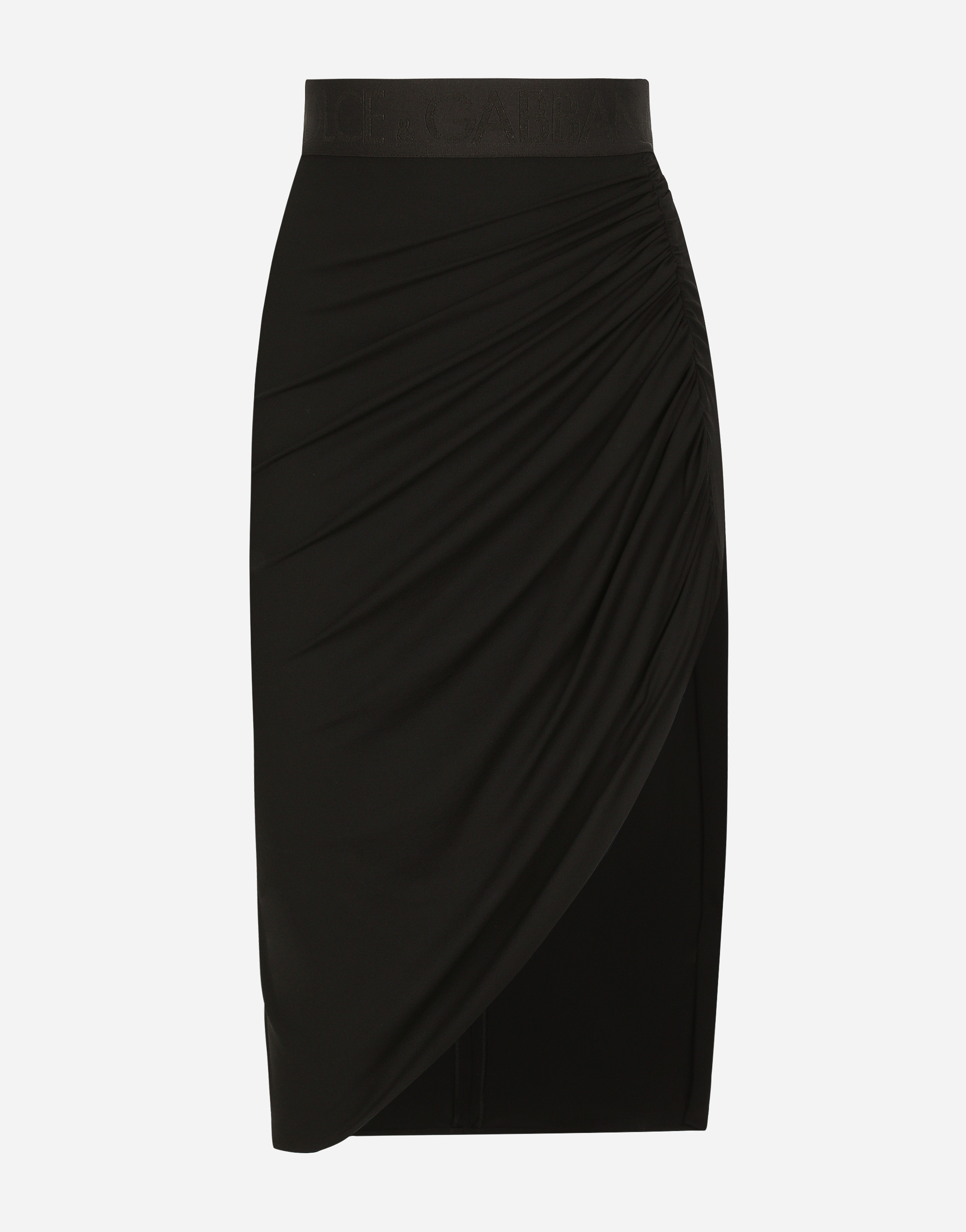 Dolce & Gabbana Asymmetrical Jersey Skirt With Draping - Woman Skirts Black Viscose