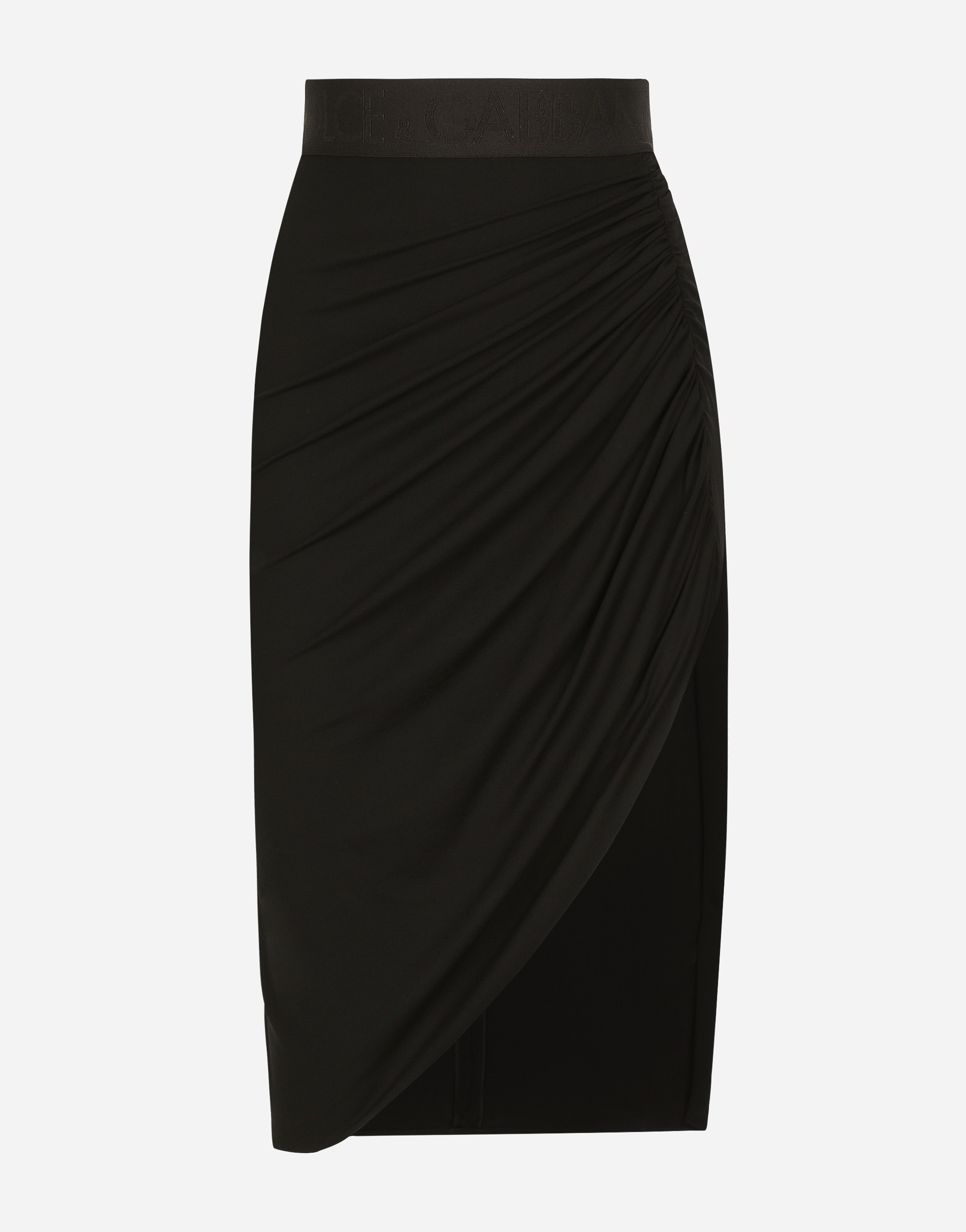 Dolce & Gabbana Asymmetrical Jersey Skirt With Draping In Black