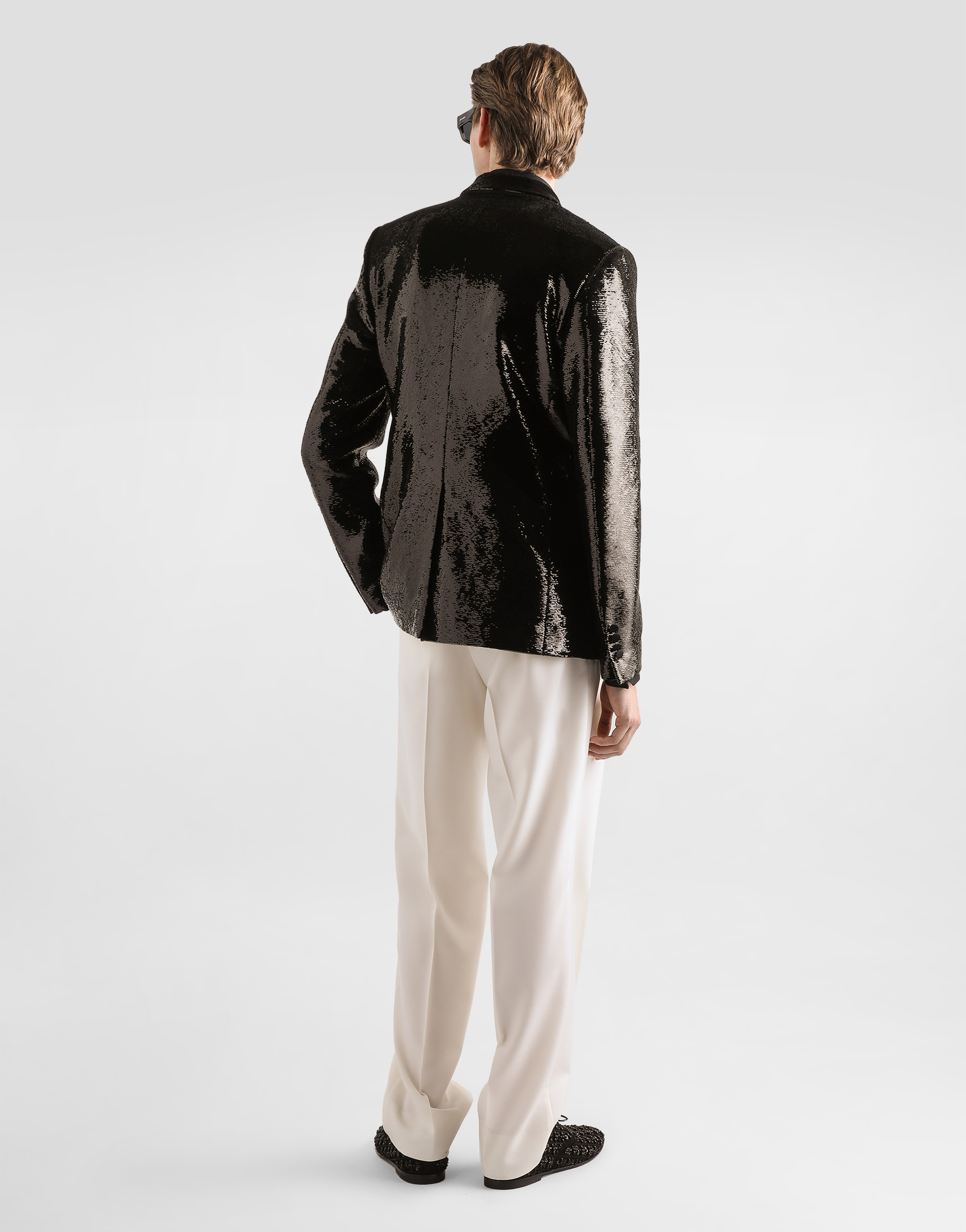  Dolce & Gabbana Double-breasted Sicilia Light Jacket With Sequins - Man Suits And Blazers Black Sequins 48 