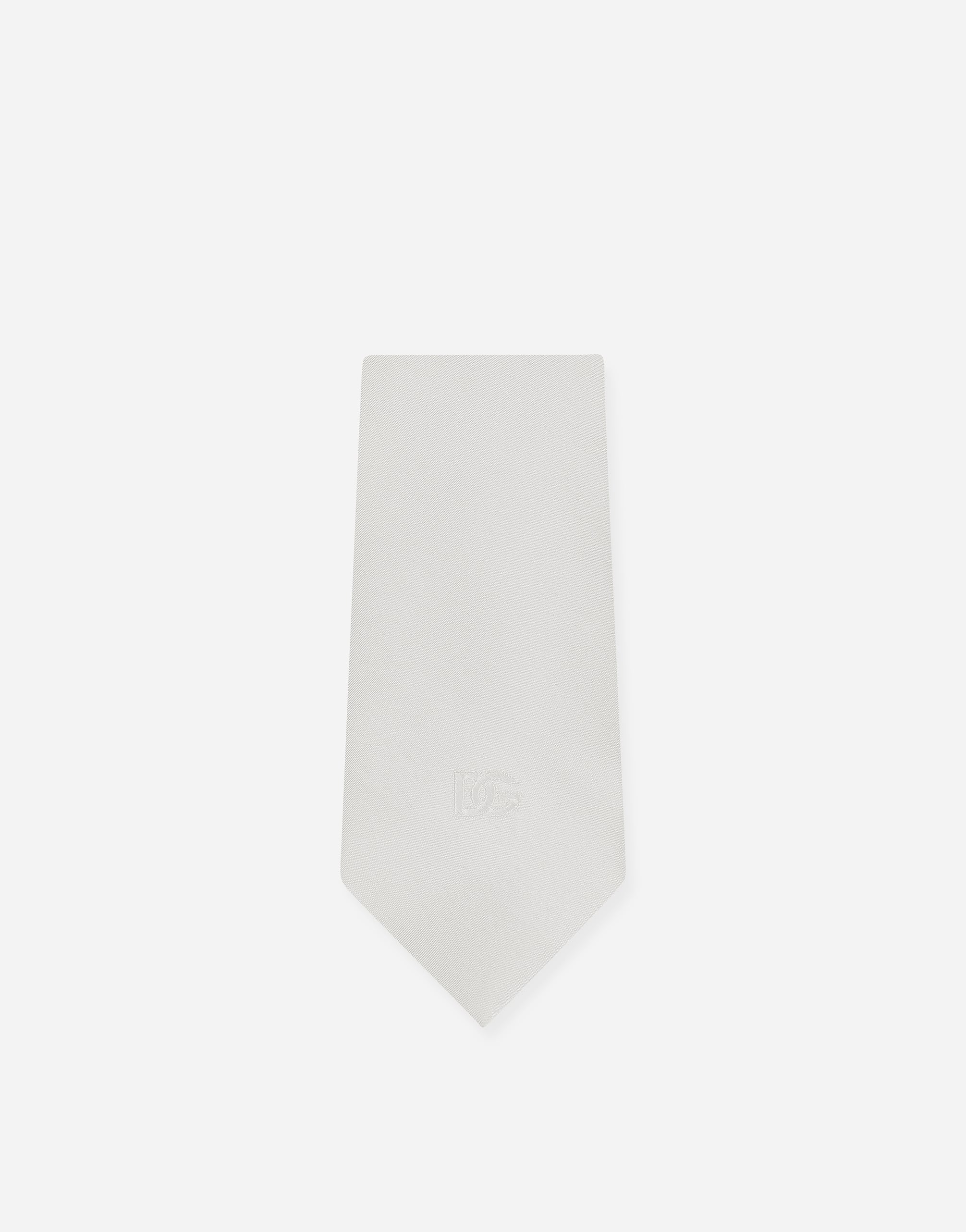  Dolce & Gabbana Dolce & Gabbana 6-cm Silk Blade Tie With Dg Logo Embroidery - Man Ties And Pocket Squares White Silk Onesize 