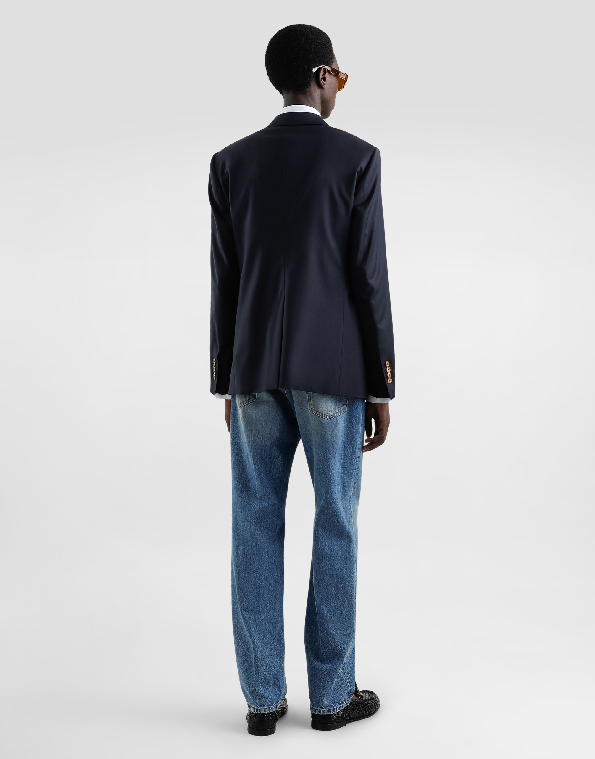  Dolce & Gabbana Dolce & Gabbana Double-breasted Wool Jacket With Patch - Man Suits And Blazers Blue 46 