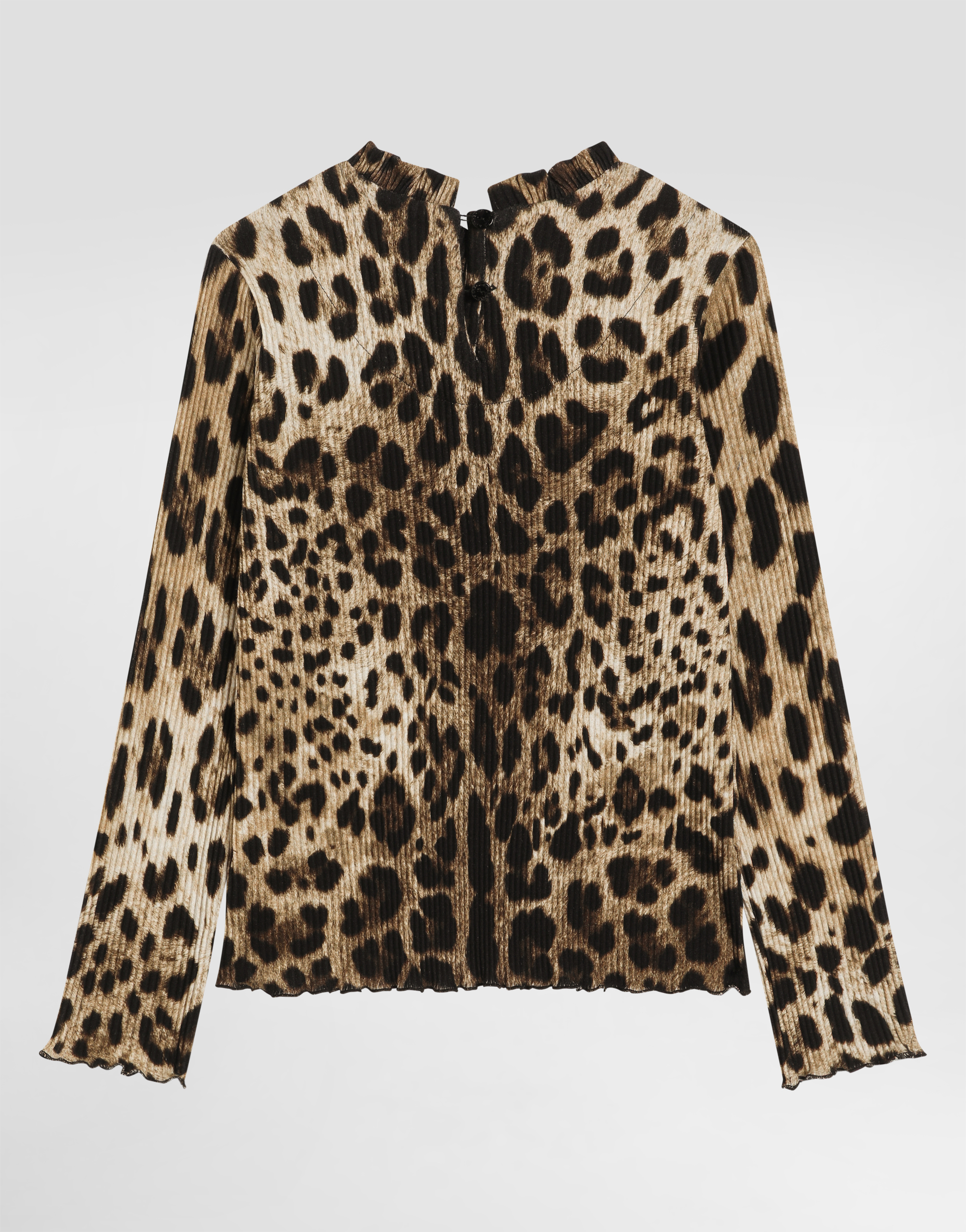 Dolce & Gabbana Leopard-print Ribbed Turtleneck - Frau Strickwaren Animalprint 2 Years 