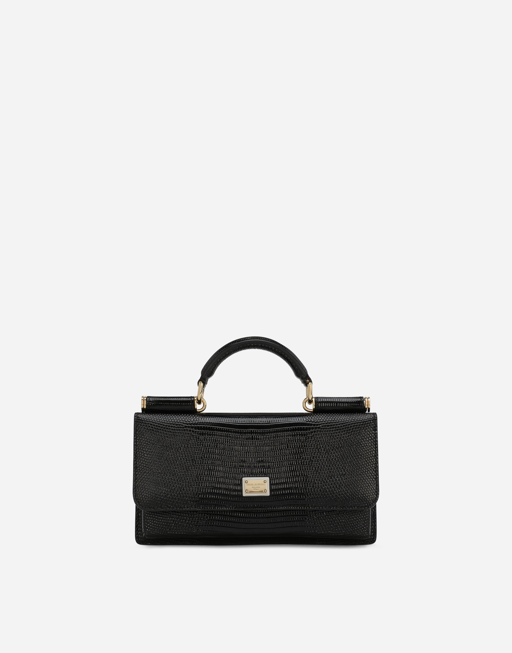 Dolce & Gabbana Iguana-print Mini Bag - Woman Clutches Mini And Micro Bags Black Leather Onesize