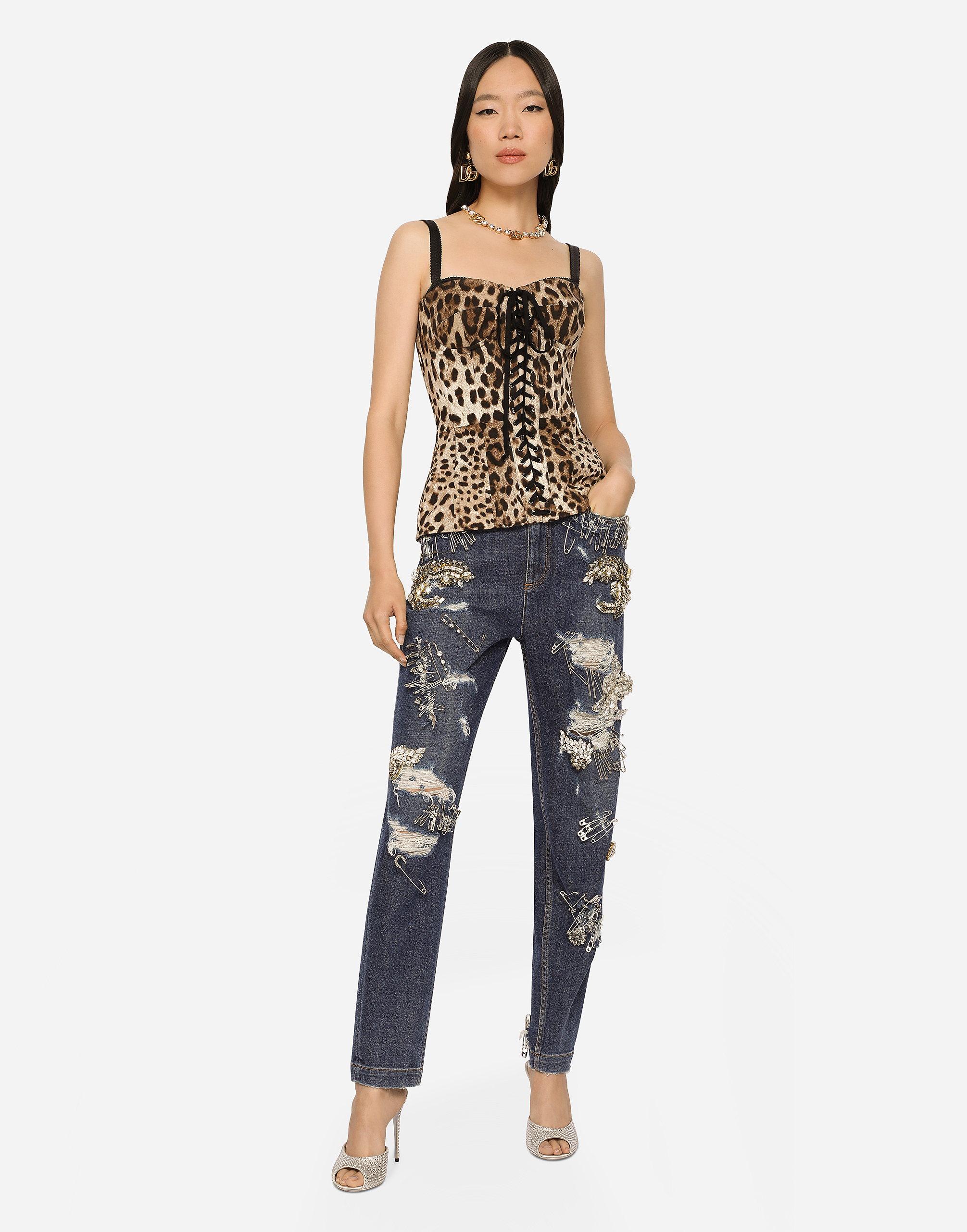 Shop Dolce & Gabbana Bustier In Animal Print