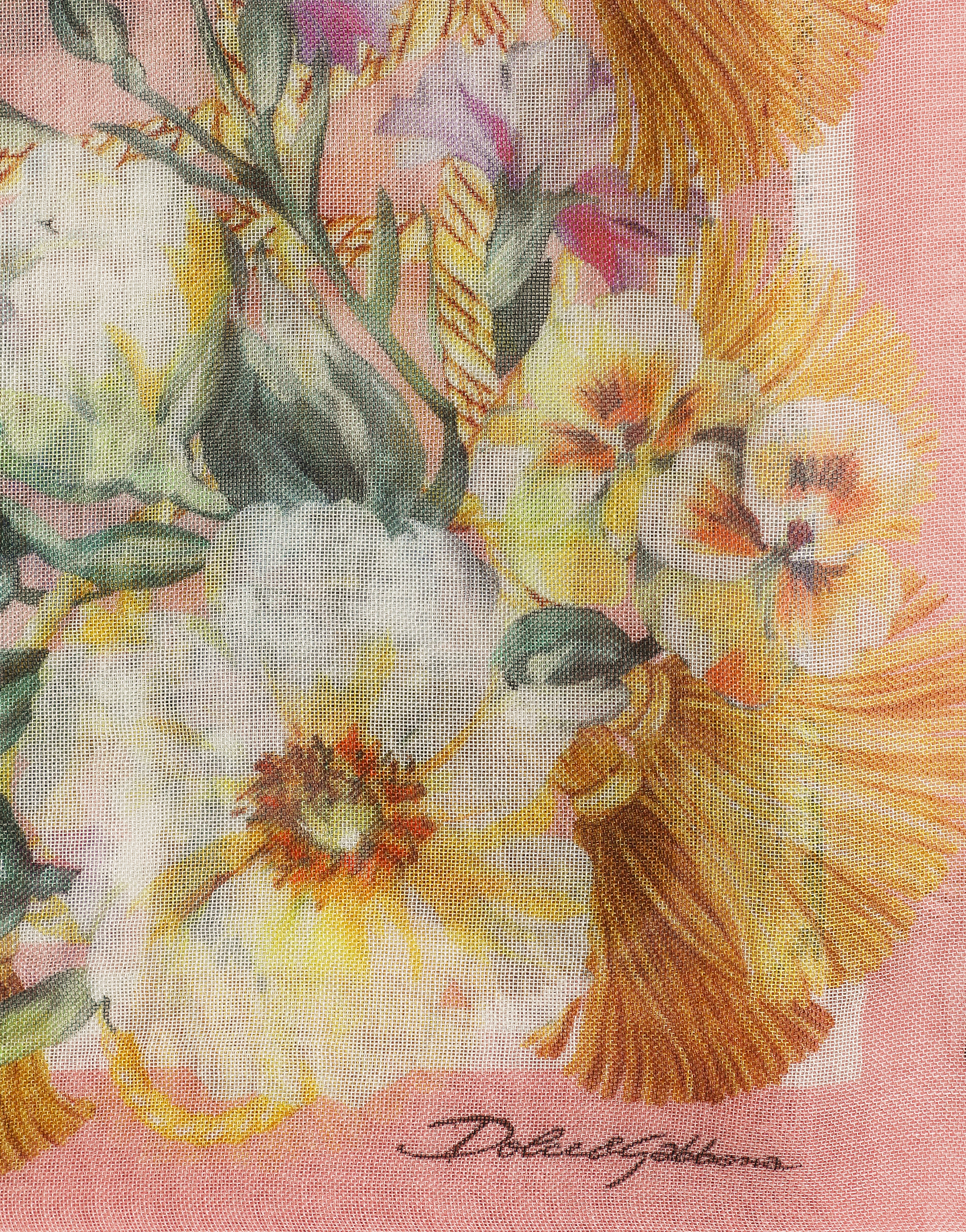 Dolce & Gabbana Floral Print Cashmere Silk Scarf In Print