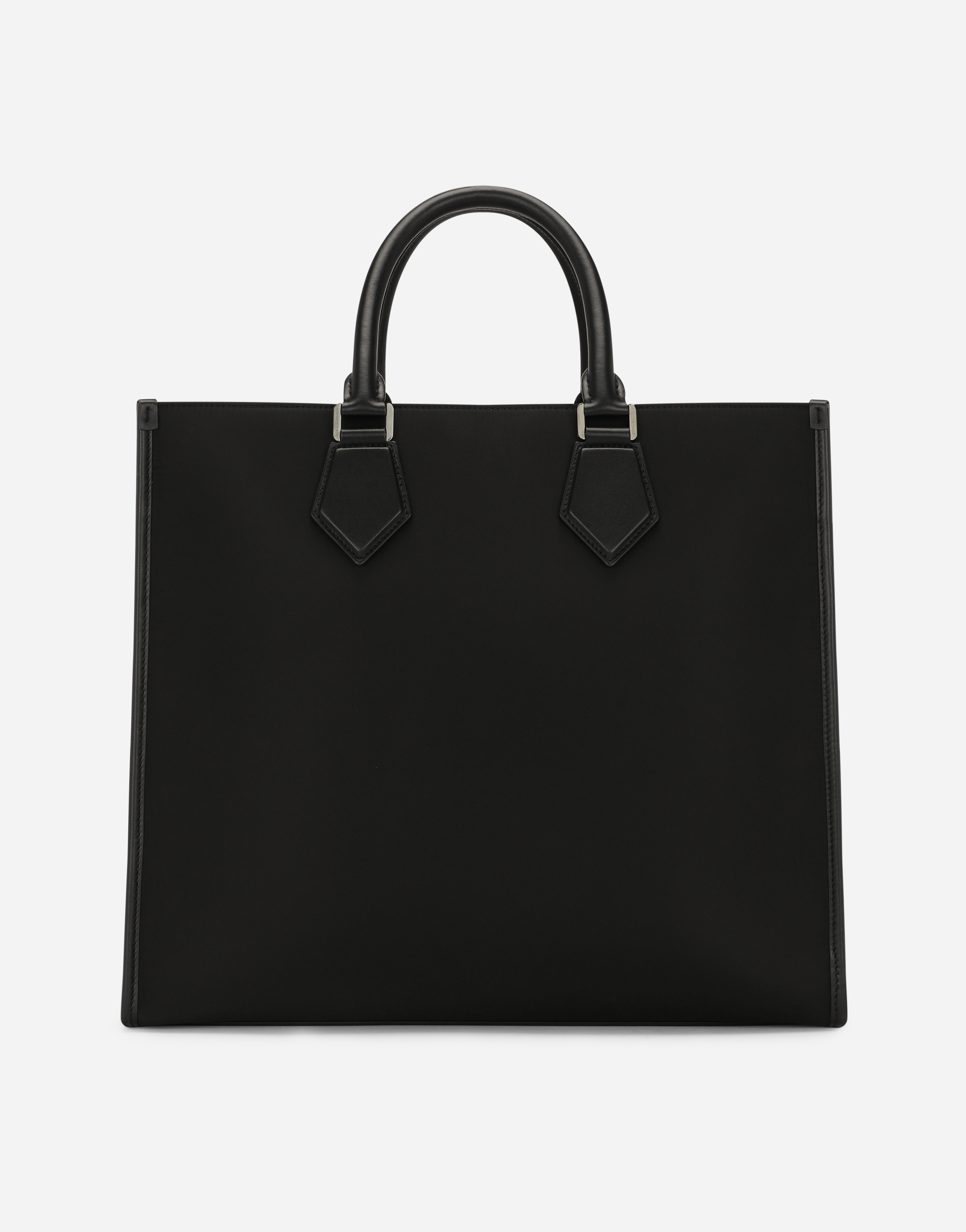 Dolce & Gabbana Large Nylon Shopper With Rubberized Logo In Black