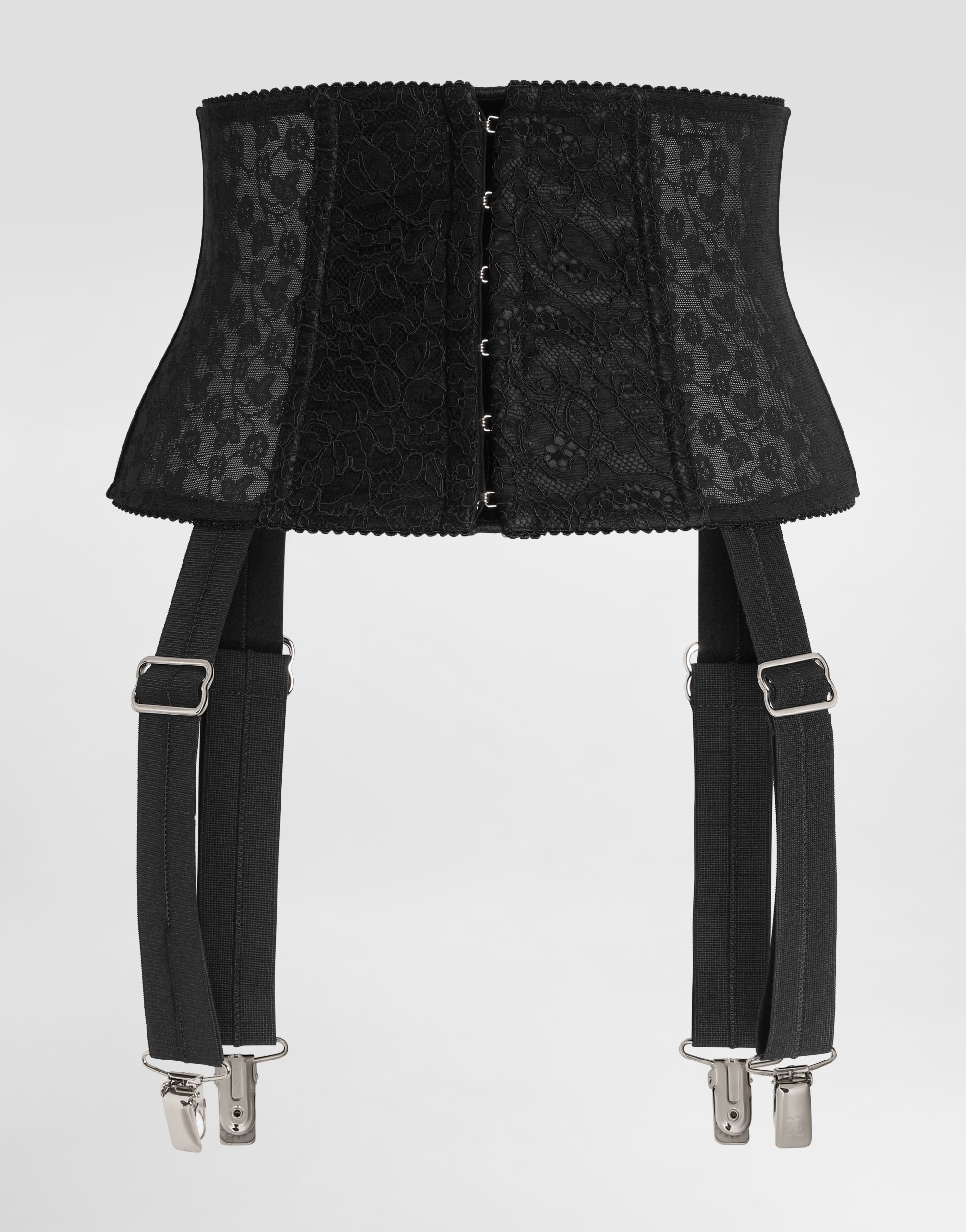 Dolce & Gabbana Stretch Marquisette Corset Belt With Garters In Black