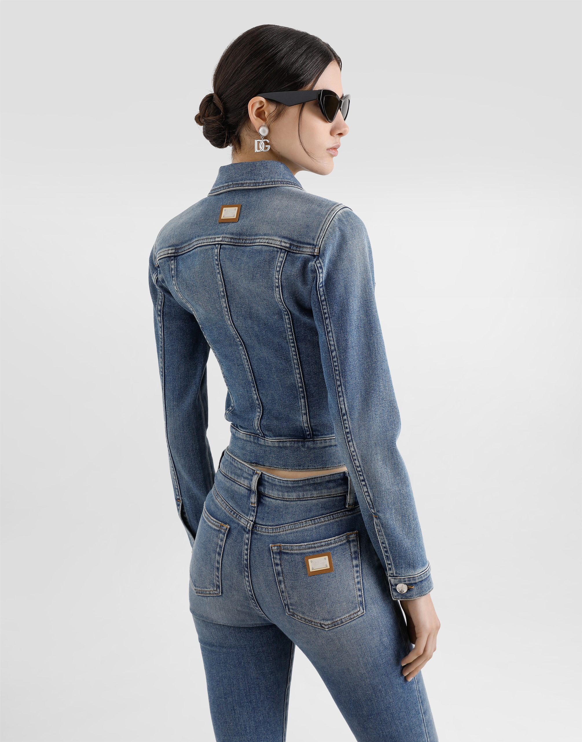 Shop Dolce & Gabbana Cropped Cotton Denim Jacket In Multicolor