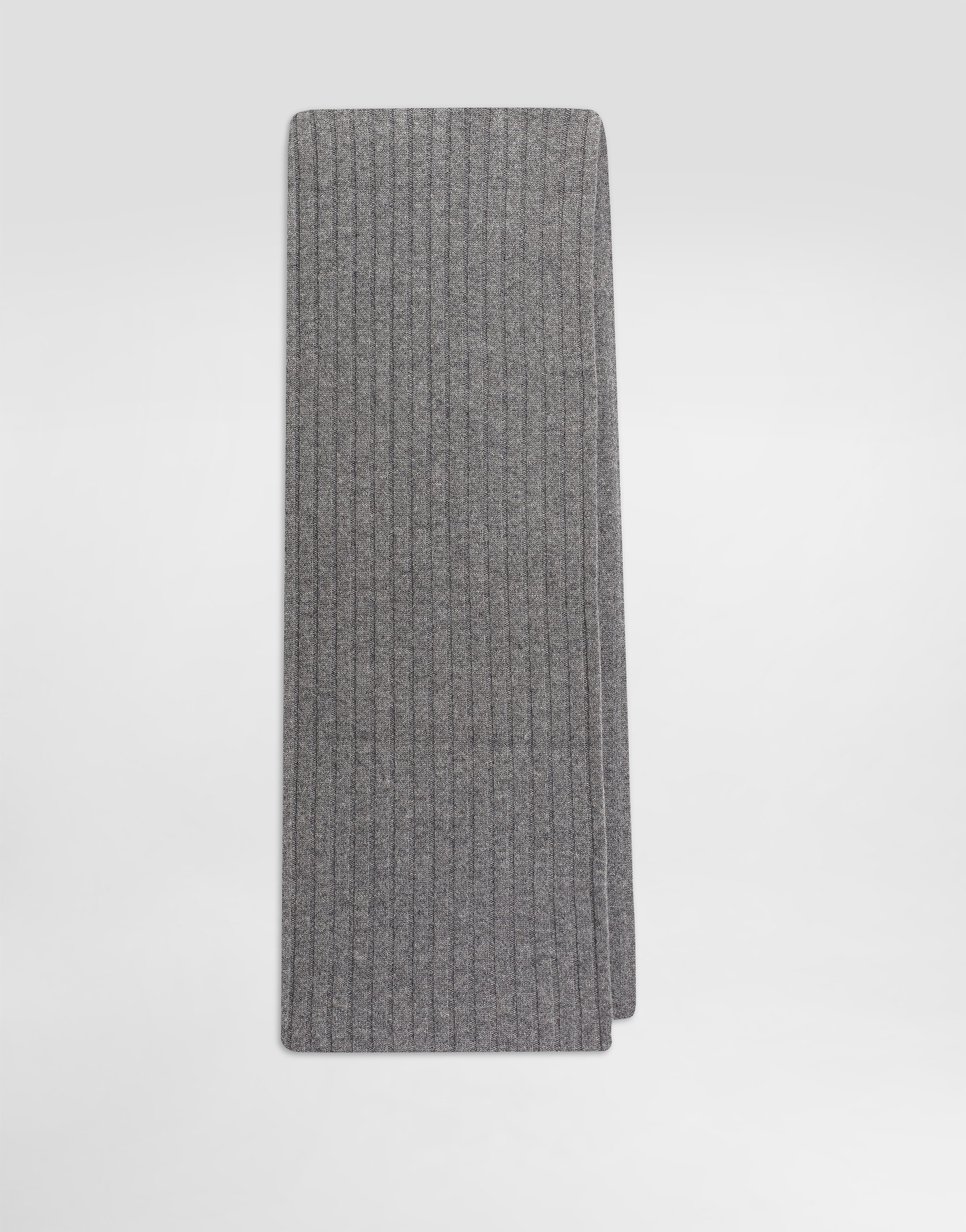 Cashmere flat rib knit scarf