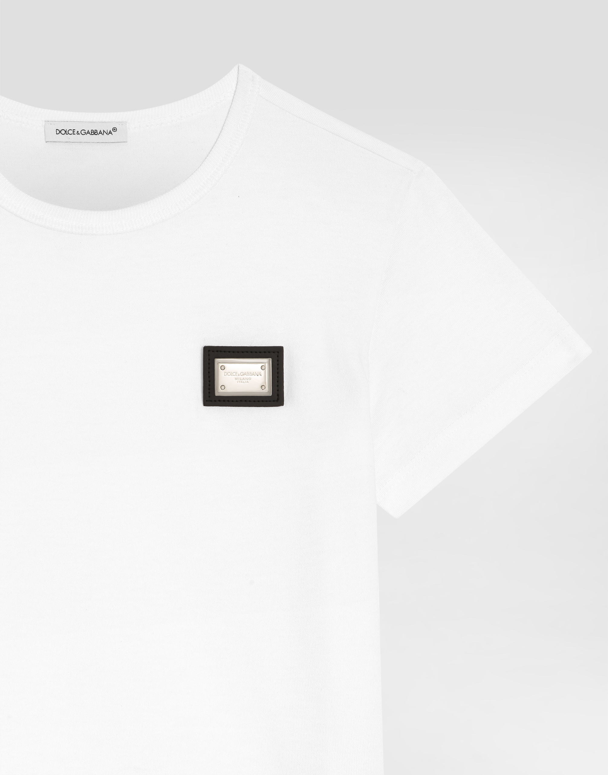 Dolce & Gabbana Jersey T-shirt With Logo Plate In White