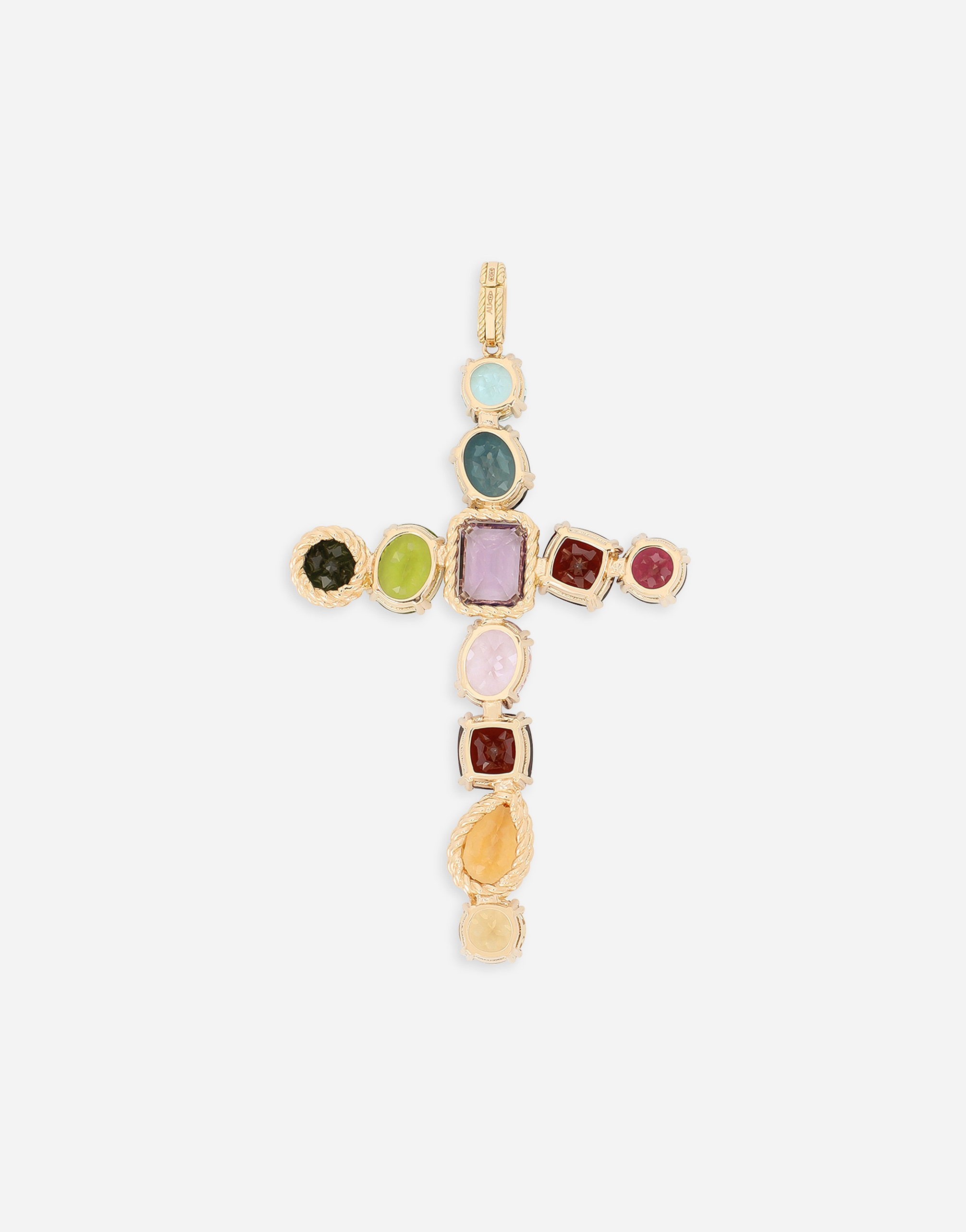 Shop Dolce & Gabbana Rainbow Charm In Yellow Gold 18kt With Multicolor Stones