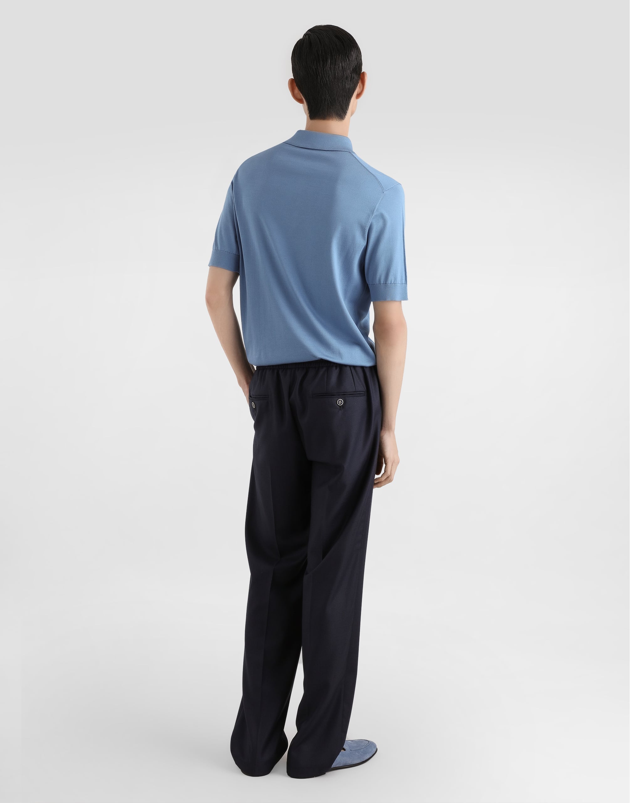  Dolce & Gabbana Dolce & Gabbana Silk Polo Shirt - Man Sweaters And Cardigans Azure 50 