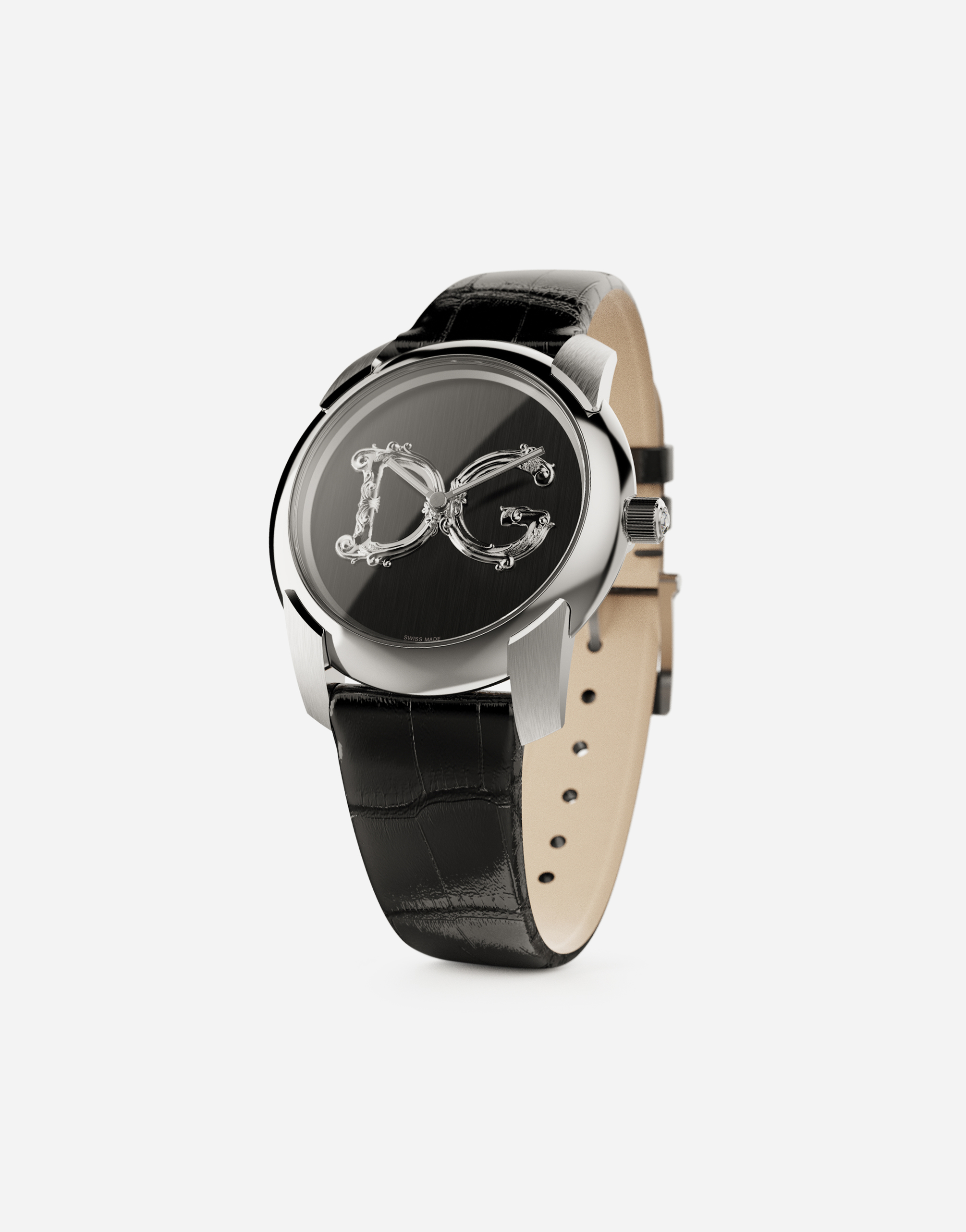 DOLCE & GABBANA DG7 BAROCCO WATCH WITH BLACK ALLIGATOR STRAP
