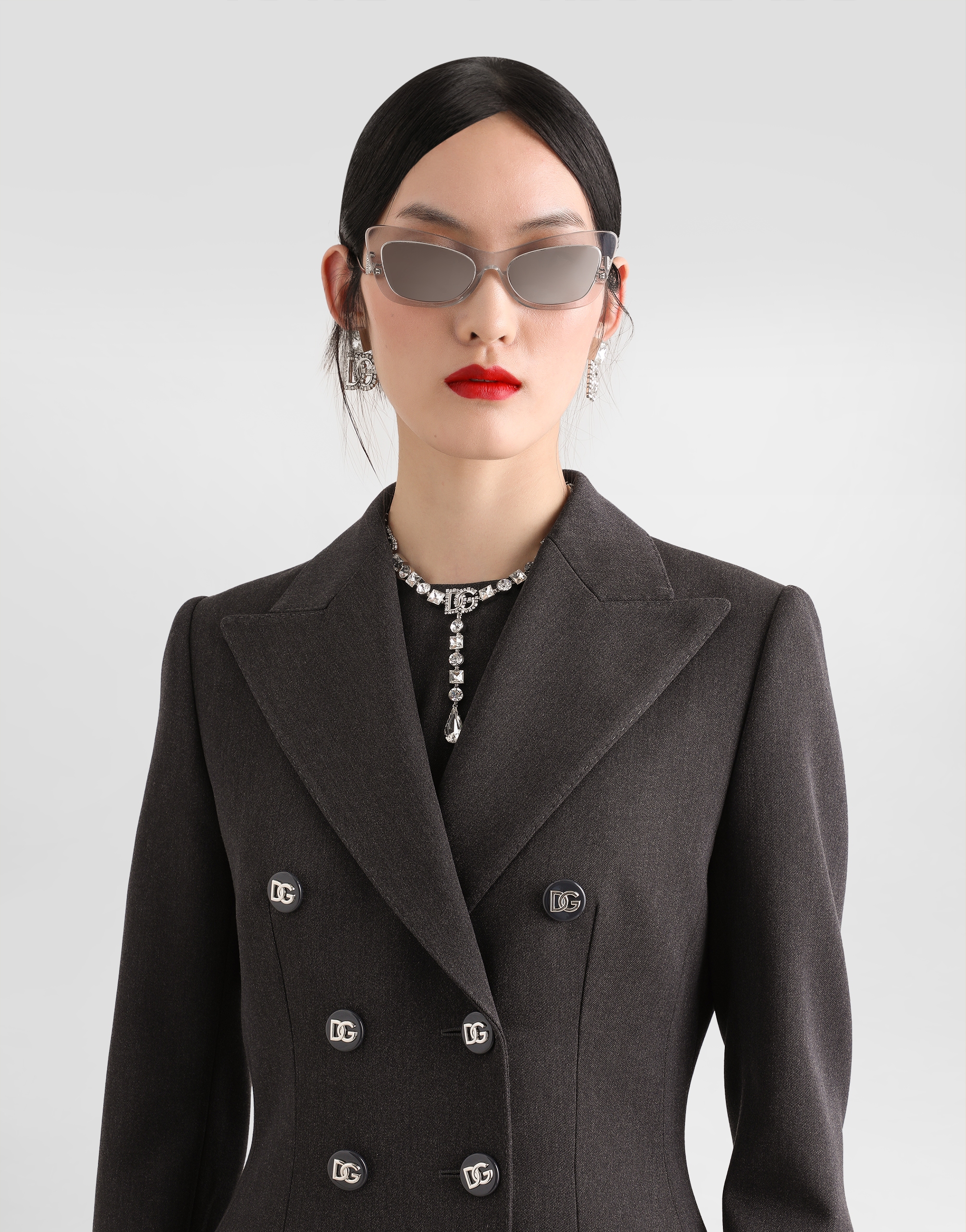 DOLCE & GABBANA DOUBLE-BREASTED WOOL COAT WITH DG-BRANDED BUTTONS